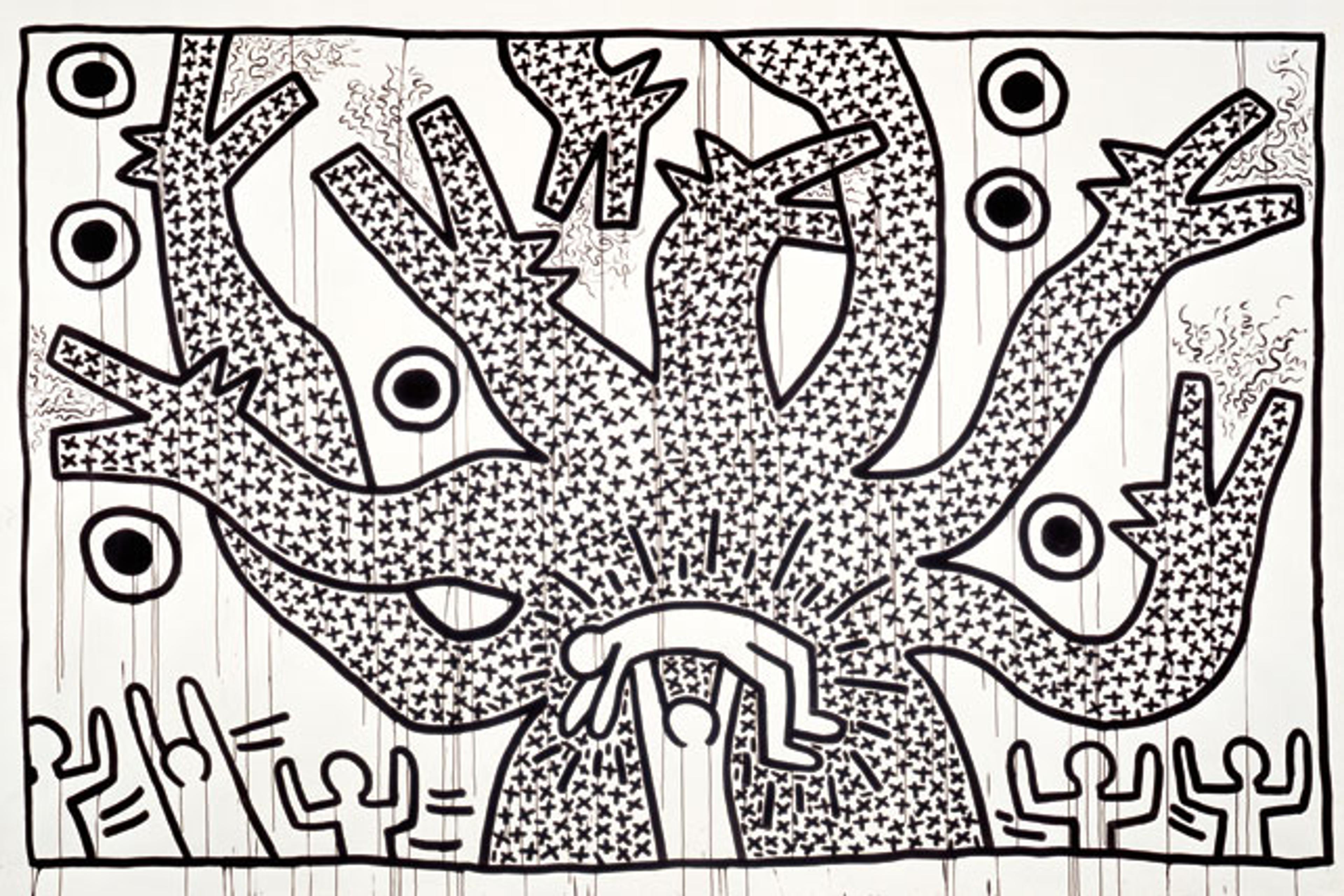 Keith Haring (American, 1958–1990). Untitled, 1982. Sumi ink on paper, 107 × 160 in. (271.8 × 406.4 cm). Collection Keith Haring Foundation. © Keith Haring Foundation