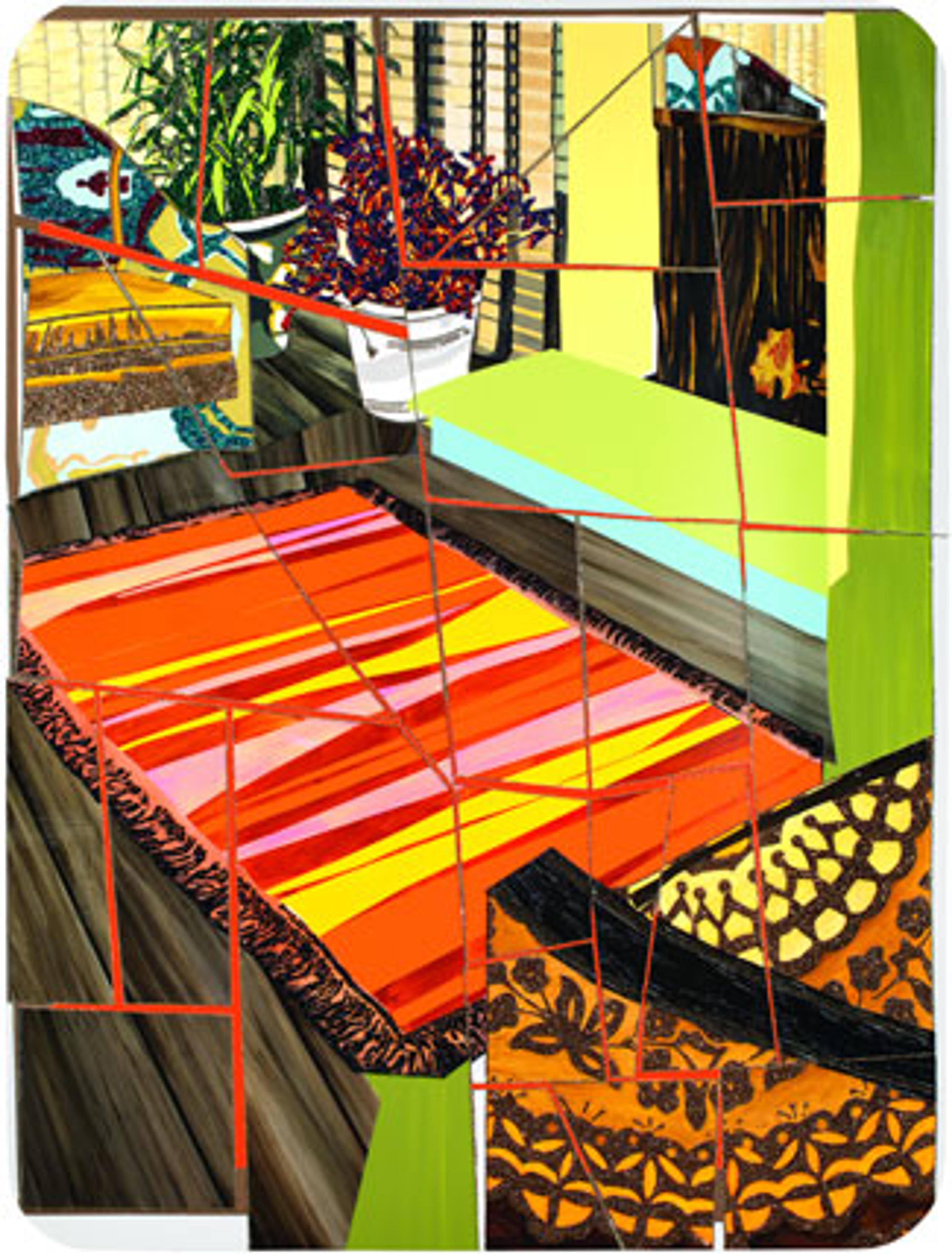 Mickalene Thomas (American, b. 1971). Interior: Two Chairs and Fireplace, 2011. Mixed-media collage. Collection of Pamela K. and William A. Royall, Jr., Richmond, Virginia