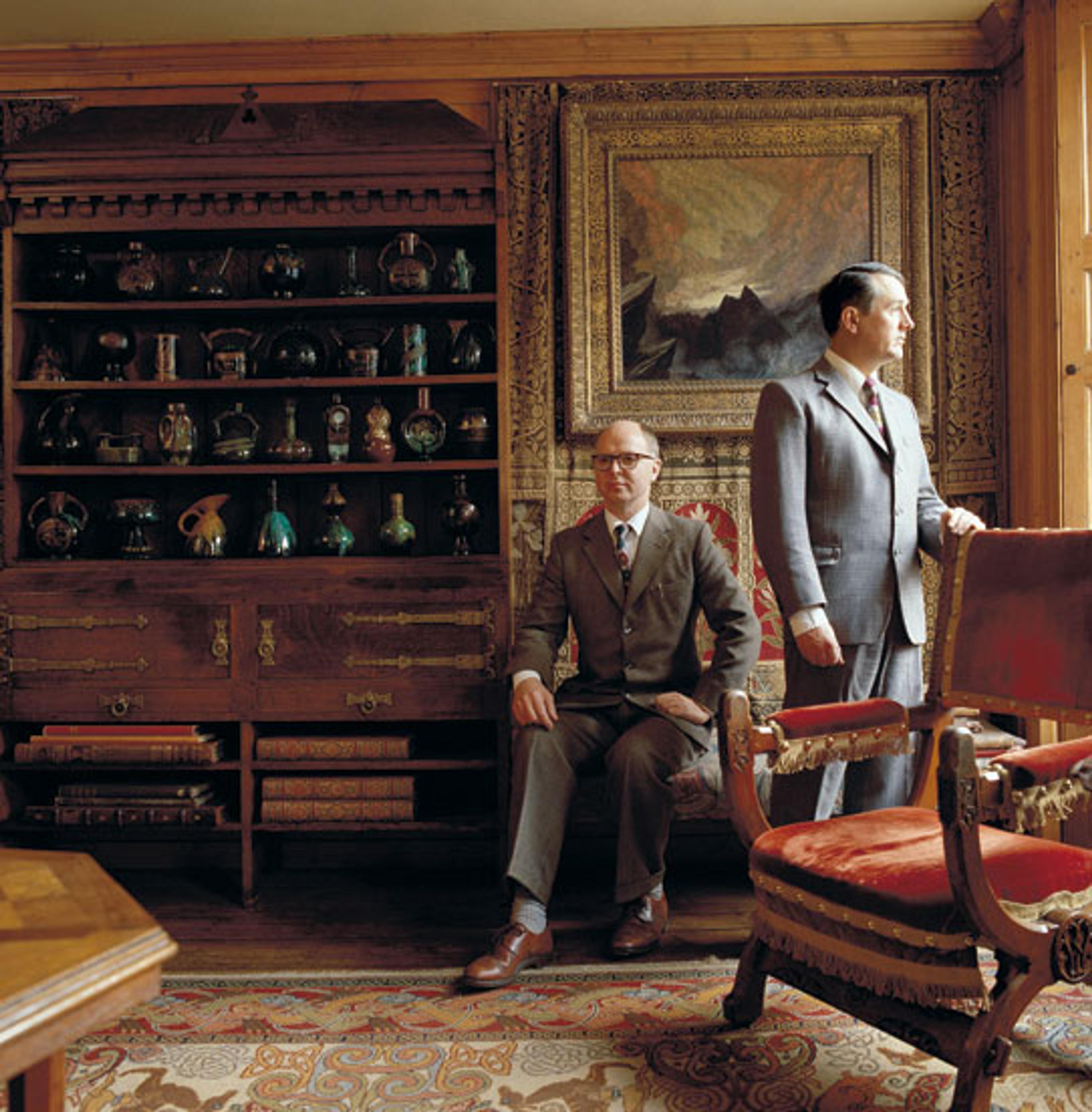 Gilbert &amp; George in their London home, 1987. (Photo: Derry Moore)