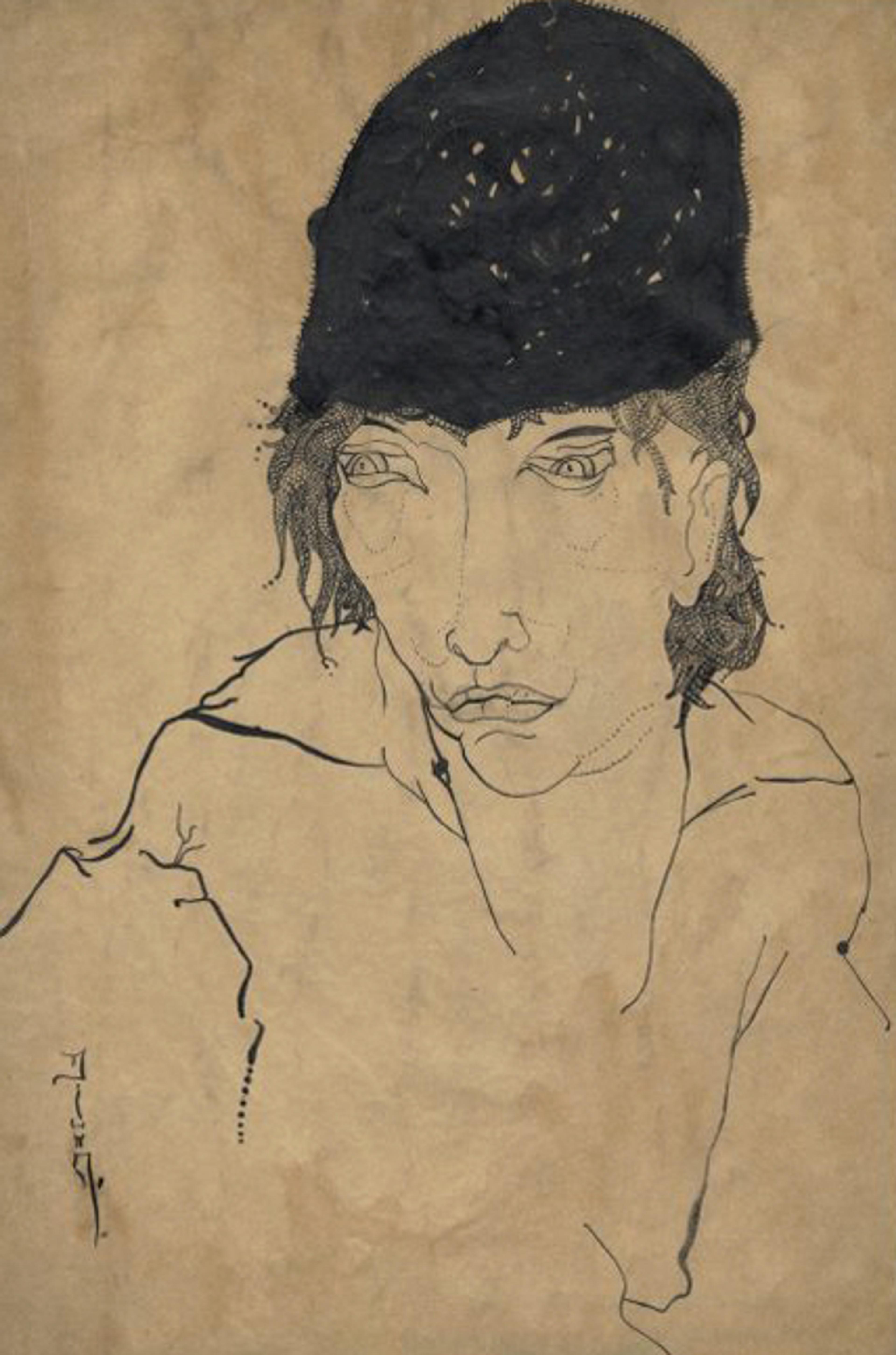 Djuna Barnes (American, 1892–1982), Sketch of a woman with hat, looking right, for “The Terrorists,” New York Morning Telegraph Sunday Magazine, September 30, 1917. Ink on paper, 123⁄4 x 81⁄2 in. (32.4 × 21.6 cm). Djuna Barnes Papers, Special Collections, University of Maryland Libraries