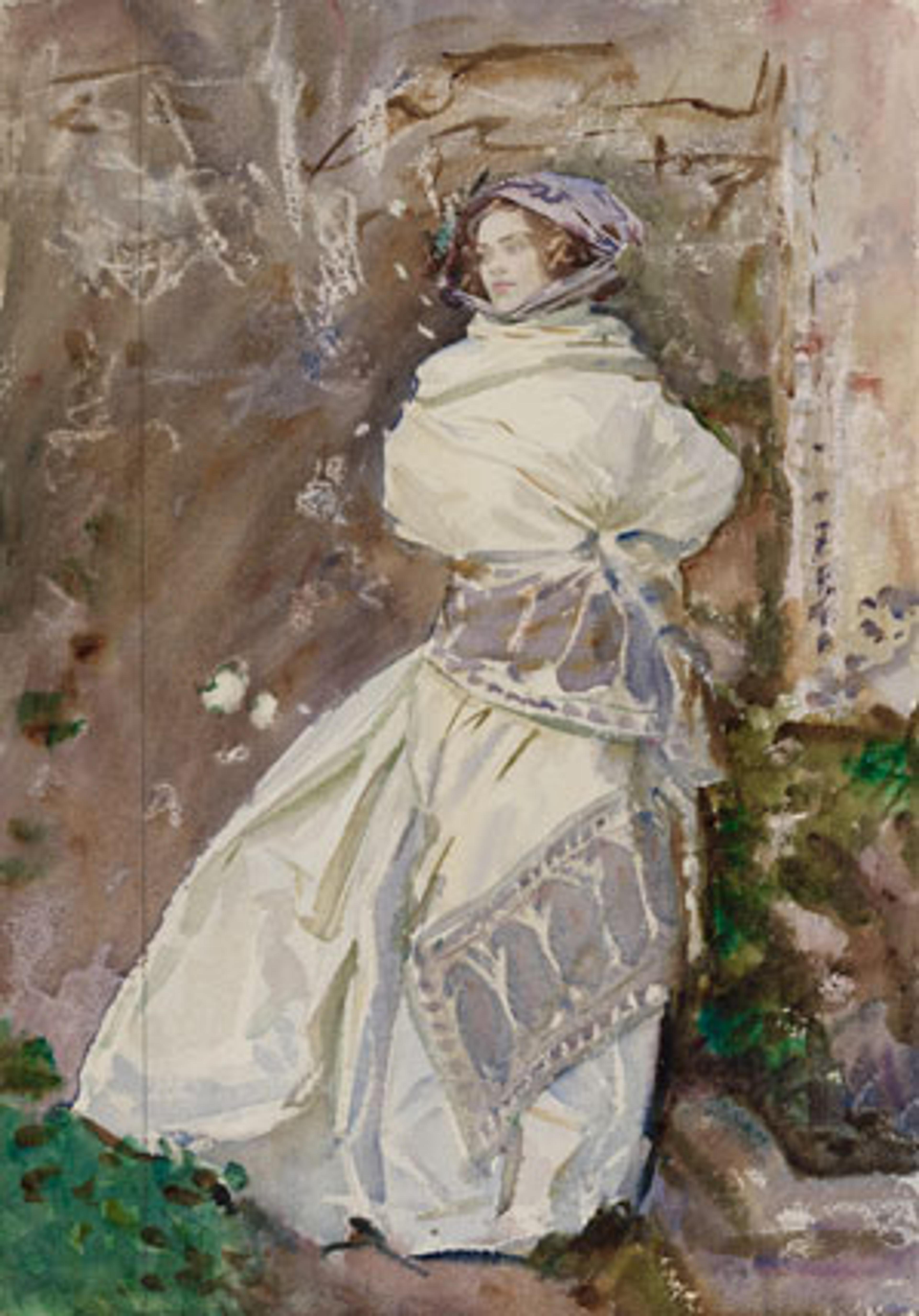 John Singer Sargent (American, 1856–1925). The Cashmere Shawl, circa 1911. Translucent watercolor and touches of opaque watercolor and wax resist with graphite underdrawing, 1915⁄16 x 14 in. (50.7 × 35.5 cm). Museum of Fine Arts, Boston, The Hayden Collection—Charles Henry Hayden Fund. Photograph © 2013 Museum of Fine Arts, Boston