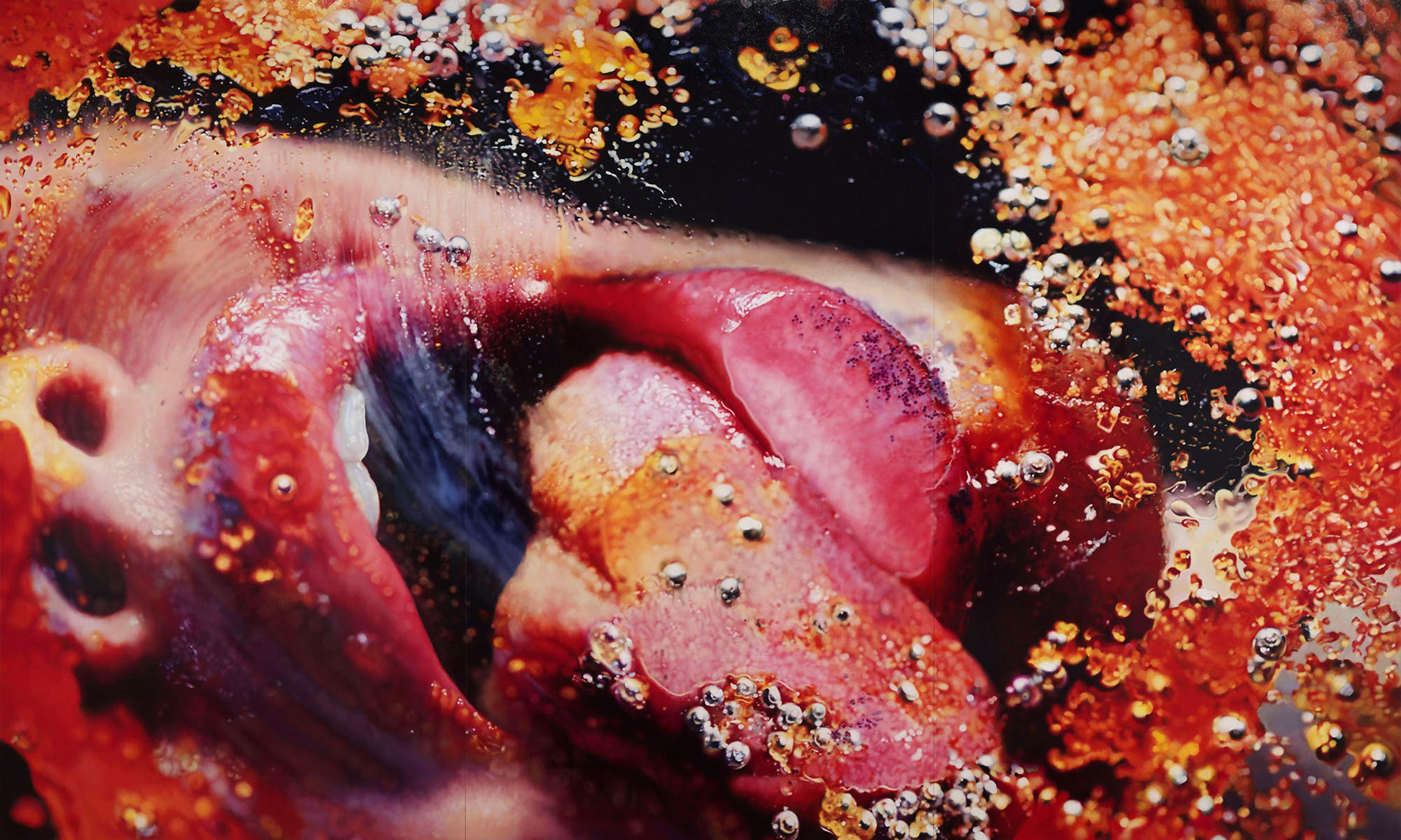 Marilyn Minter (American, born 1948). Orange Crush, 2009. Enamel on metal, 108 x 180 in. (274.3 x 457.2 cm). Private collection