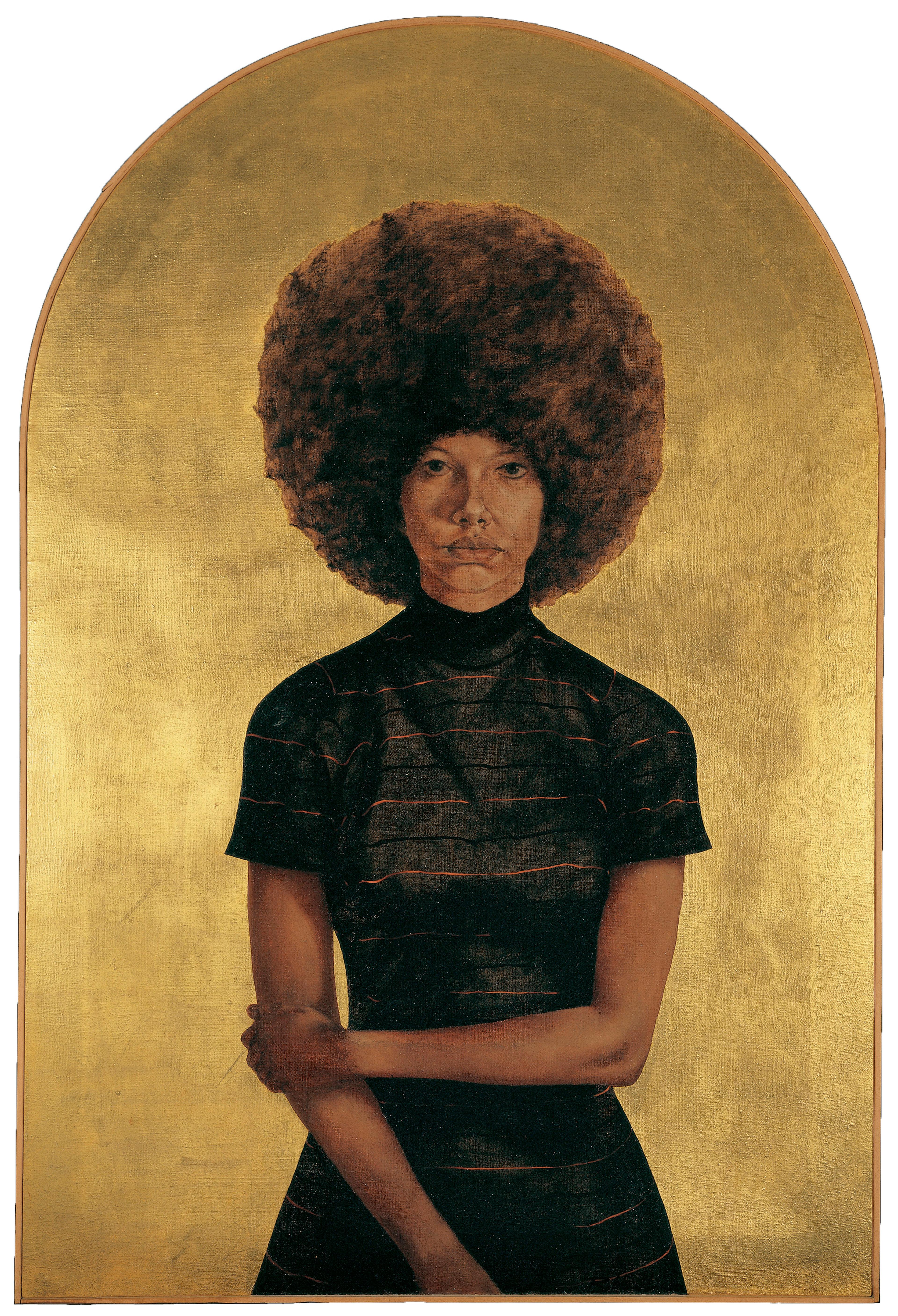 Barkley L. Hendricks (American, b. 1945). Lawdy Mama, 1969. Oil and gold leaf on canvas, 533⁄4 x 361⁄4 in. (136.5 × 92.1 cm). The Studio Museum in Harlem, Gift of Stuart Liebman, in memory of Joseph B. Liebman, 83.25. © Barkley L. Hendricks. Photo: Courtesy of the artist and Jack Shainman Gallery, New York