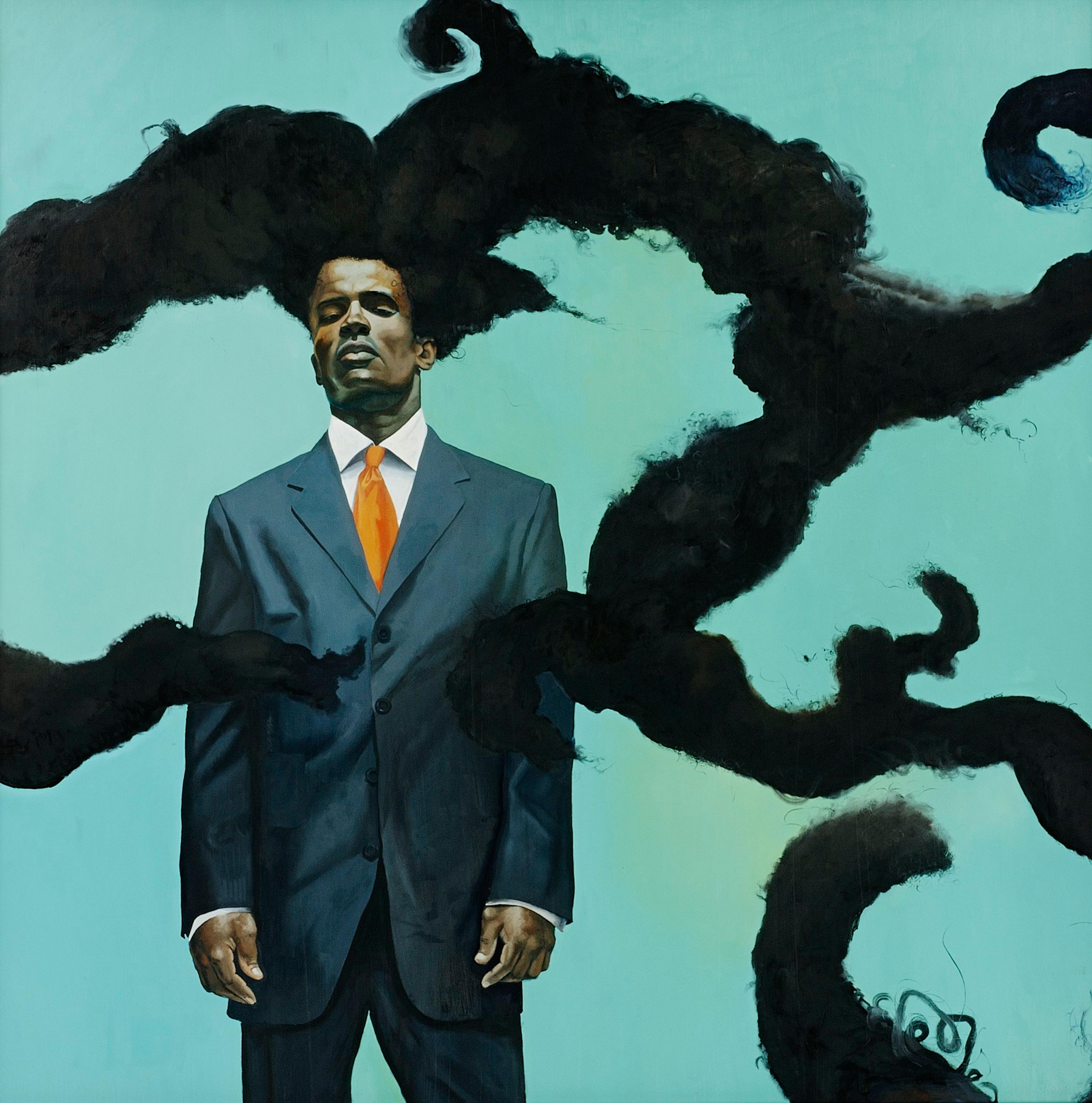 Kehinde Wiley (American, b. 1977). <i>Conspicuous Fraud Series #1 (Eminence)</i>, 2001. Oil on canvas, 791⁄2 x 791⁄2 x 31⁄2 in. (201.3 × 201.3 × 8.3 cm). The Studio Museum in Harlem; Museum purchase made possible by a gift from Anne Ehrenkranz. © Kehinde Wiley