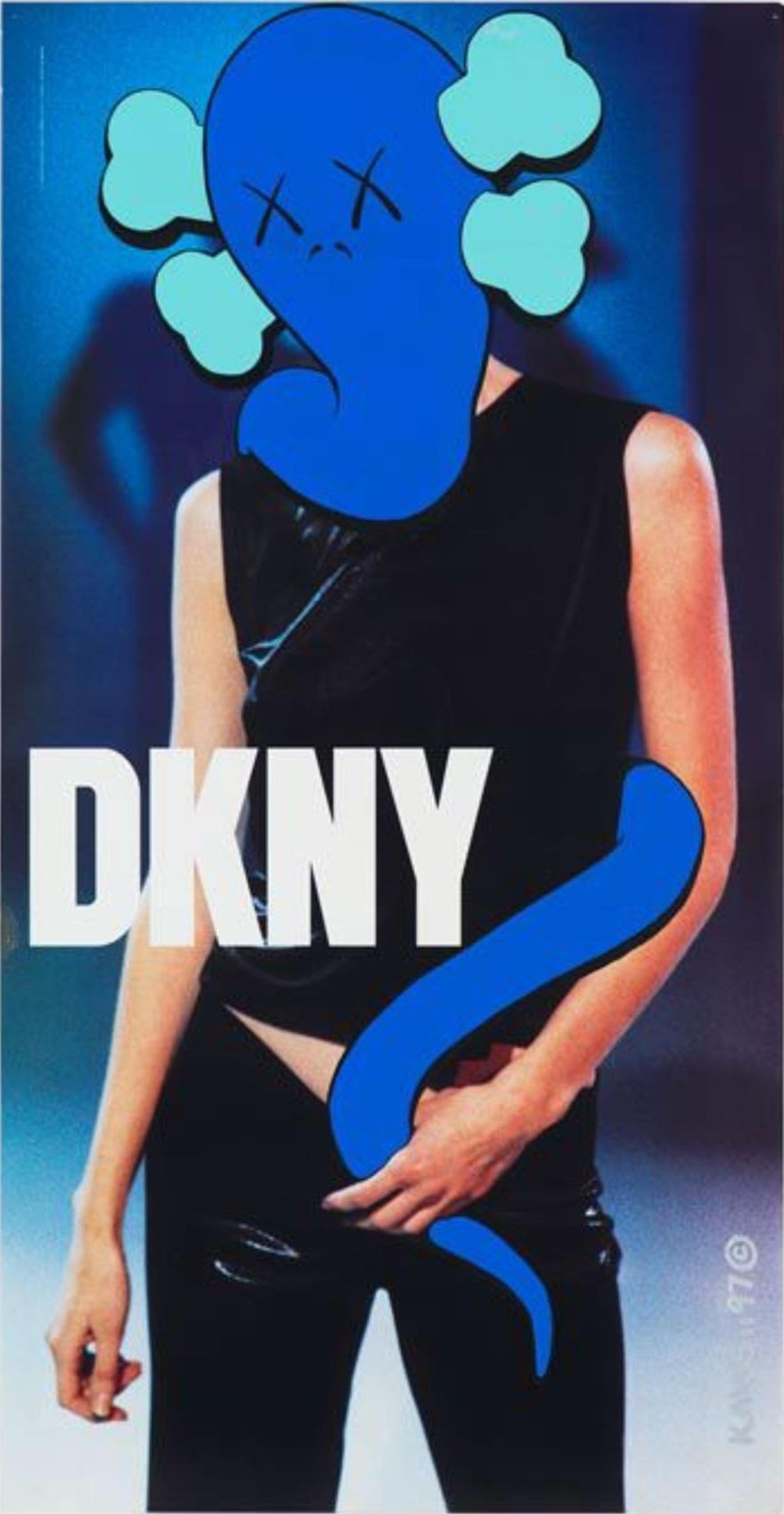 KAWS (American, born 1974). UNTITLED (DKNY), 1997. Acrylic on existing advertising poster, 497/8 × 257/8 in. (126.7 × 65.7 cm). © KAWS. (Photo: Farzad Owrang)