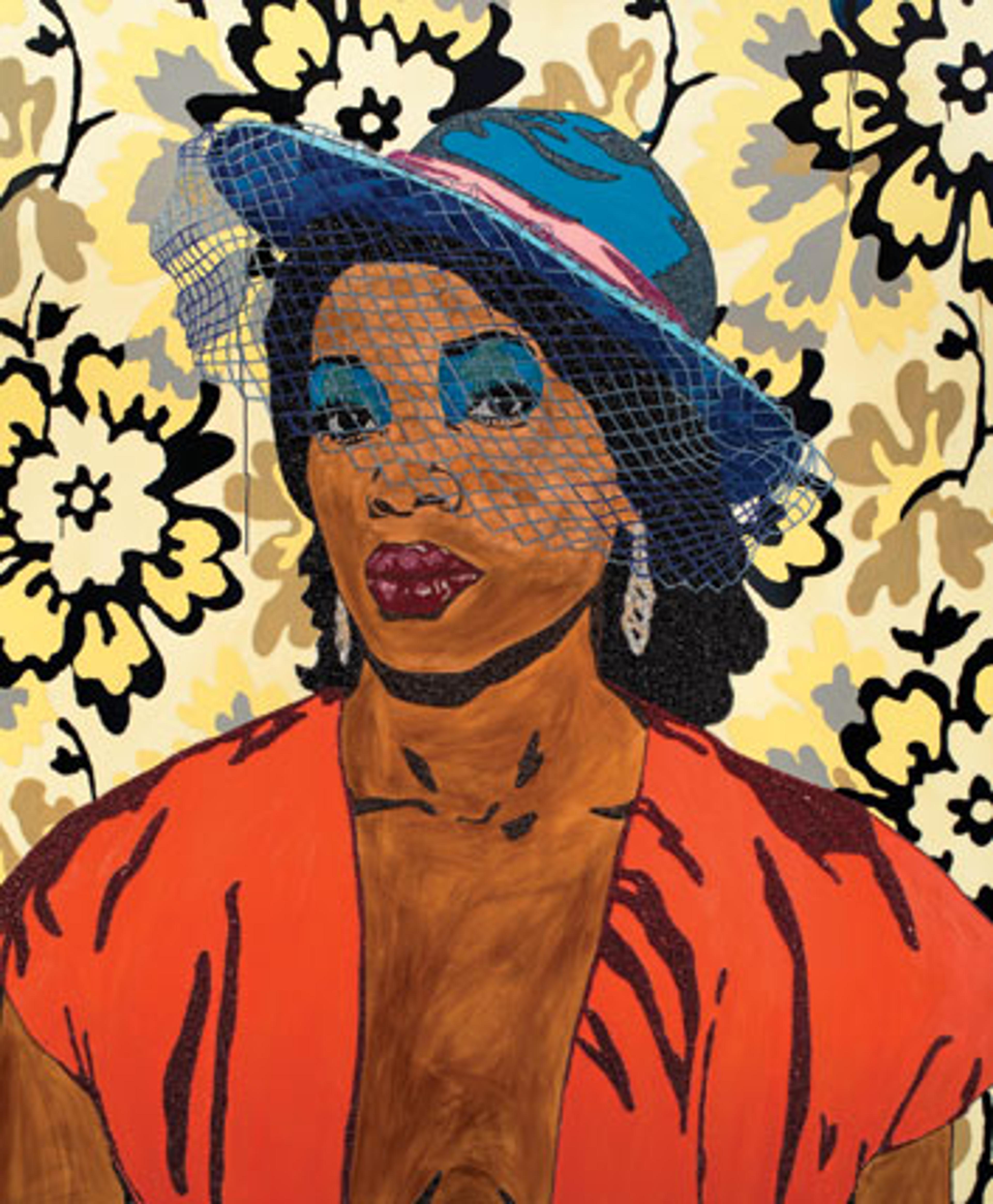 Mickalene Thomas (American, b. 1971). Qusuquzah, une très belle négresse #2, 2011–12. Rhinestones, acrylic, and oil on wood panel. Collection of Juwan Howard, Miami