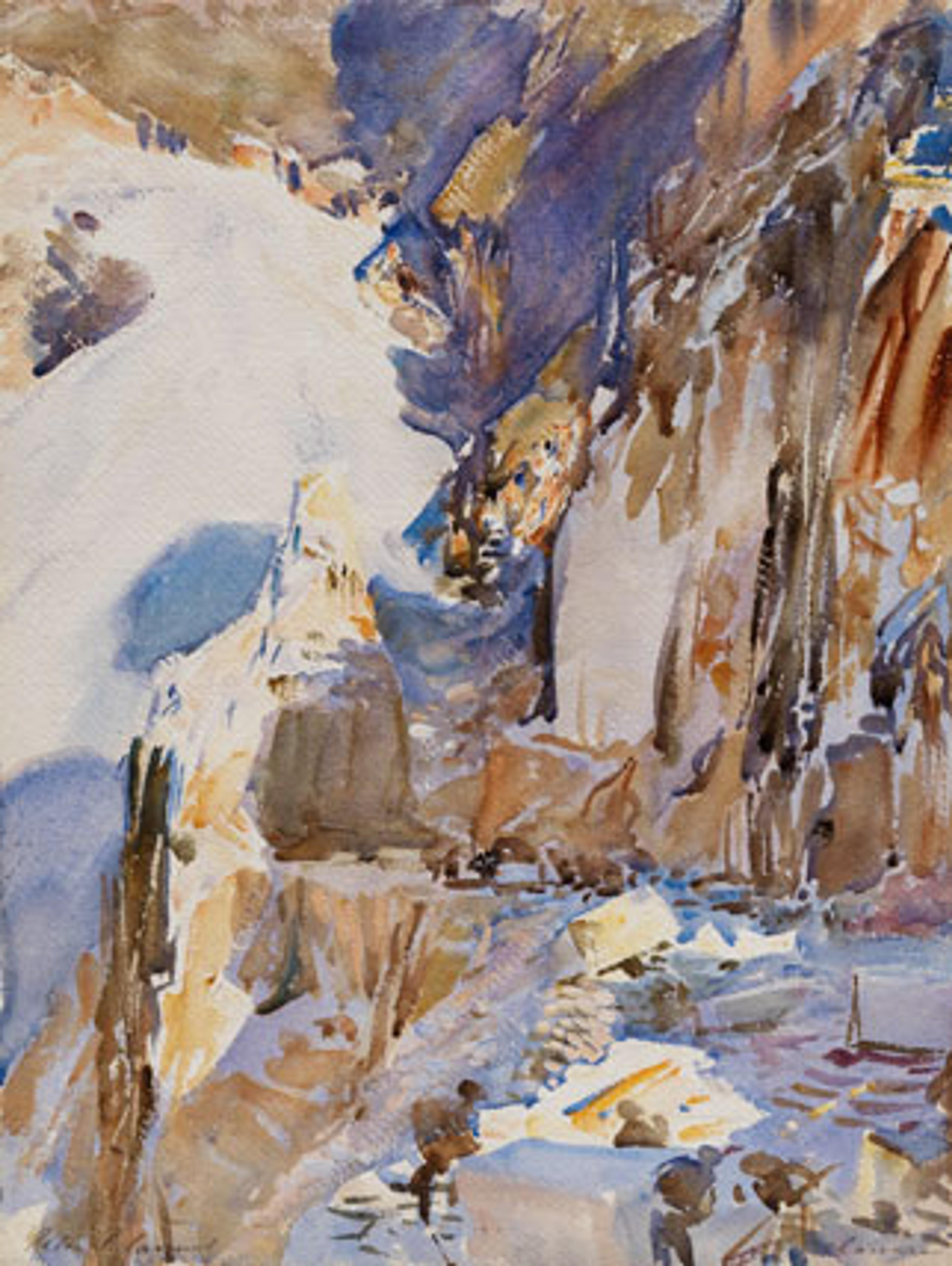 John Singer Sargent (American, 1856–1925). Carrara: A Quarry, 1911. Translucent and opaque watercolor and wax resist with graphite underdrawing, 2015⁄16 x 153⁄4 in. (53.2 × 40 cm). Museum of Fine Arts, Boston, The Hayden Collection—Charles Henry Hayden Fund. Photograph © 2013 Museum of Fine Arts, Boston