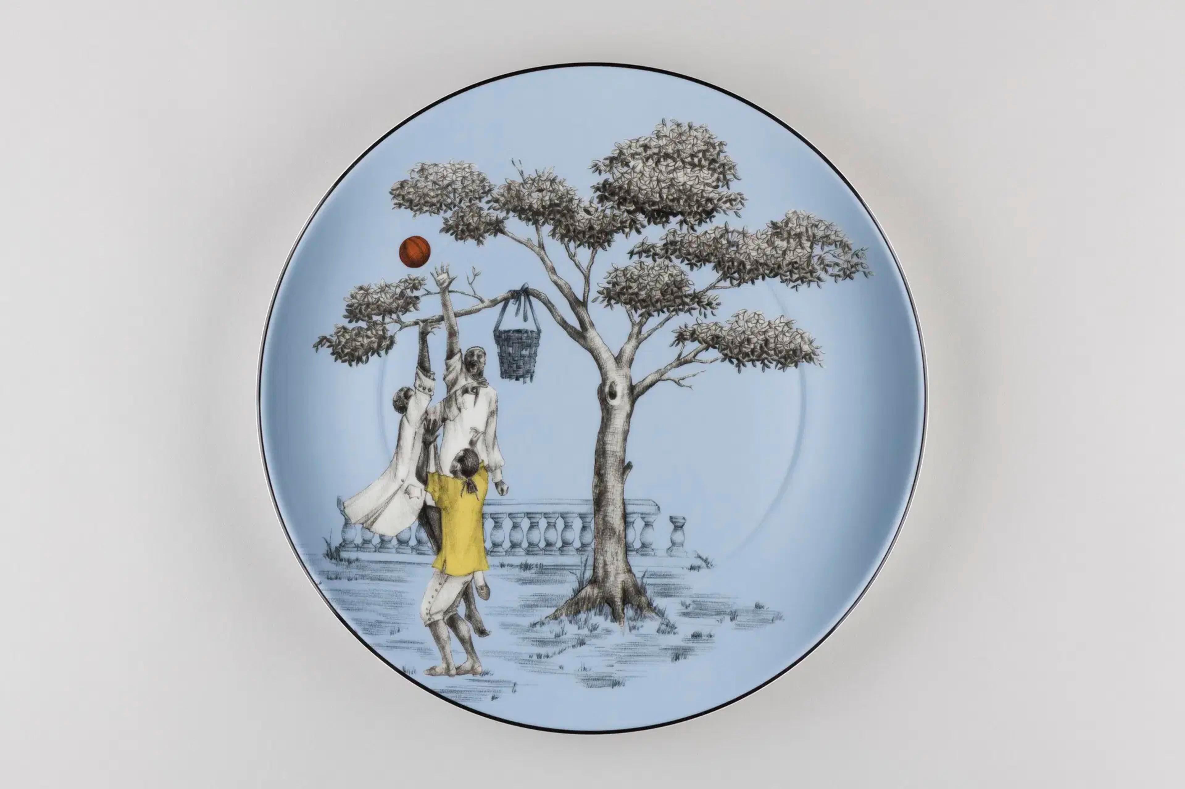 Sheila Bridges. <i>Basketball Accent Plate</i>. Bone china. Brooklyn Museum, Gift of Wedgwood © Fiskars UK Limited, 2023.34.3. (Photo: Brooklyn Museum)