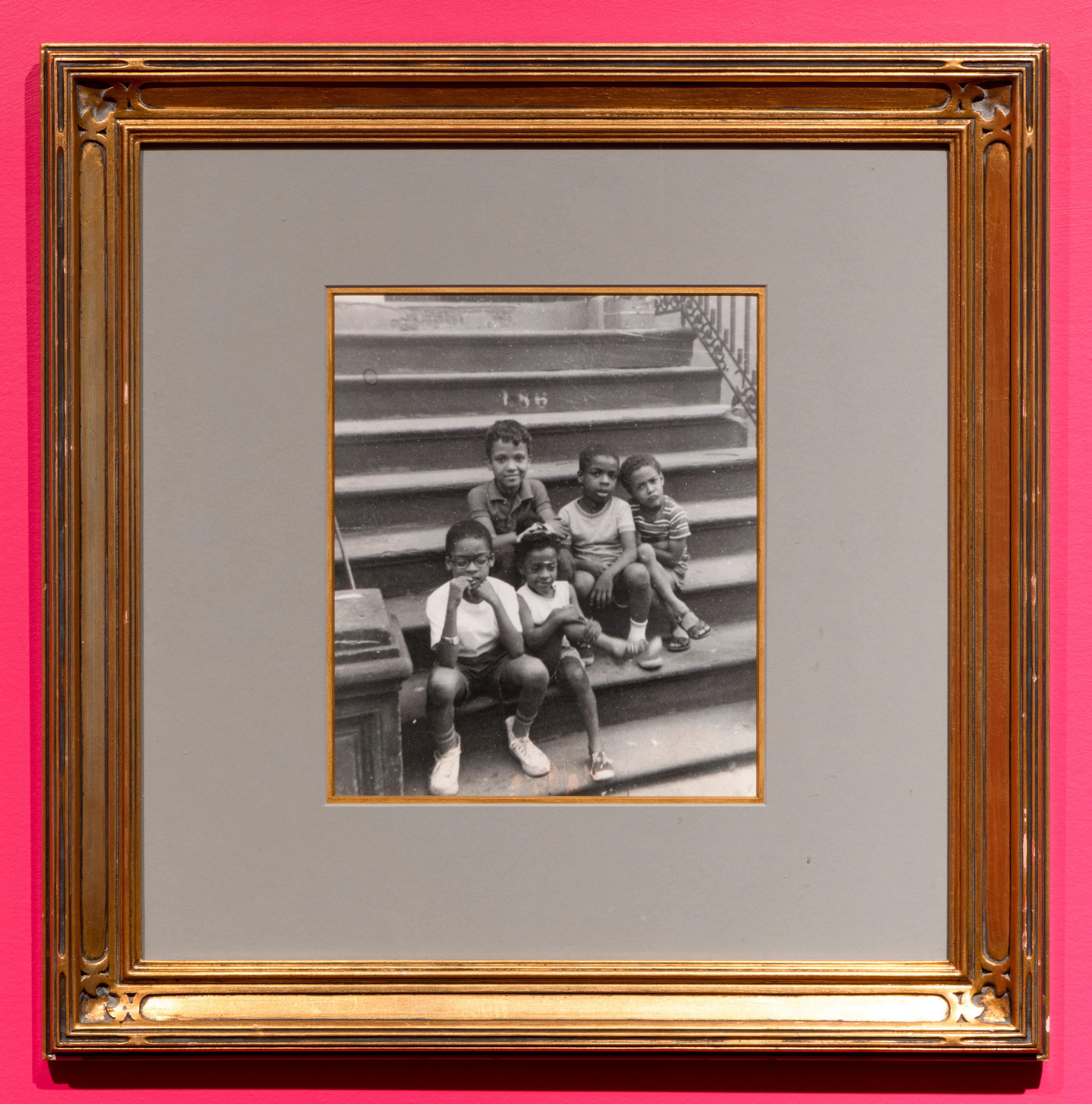 Unknown artist. Spike, Joie, David, Cinqué, and Christopher Lee at 186 Warren Street, Cobble Hill, circa 1967–70. Gelatin silver print. Collection of Spike Lee and Tonya Lewis Lee. (Photo: Brooklyn Museum)