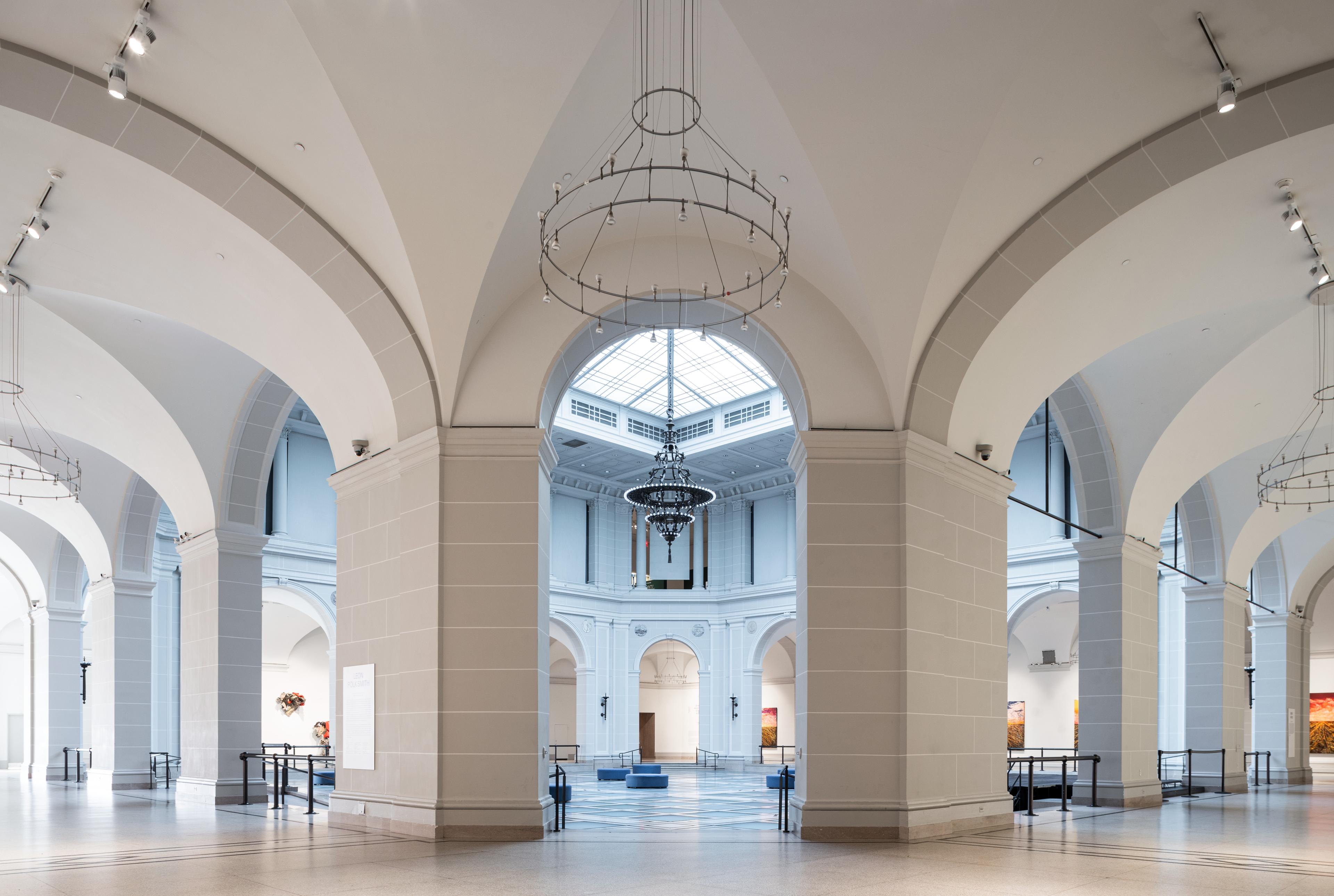 Photo of the Brooklyn Museum Beaux-Arts Court, with the adjoining galleriesin the forefront