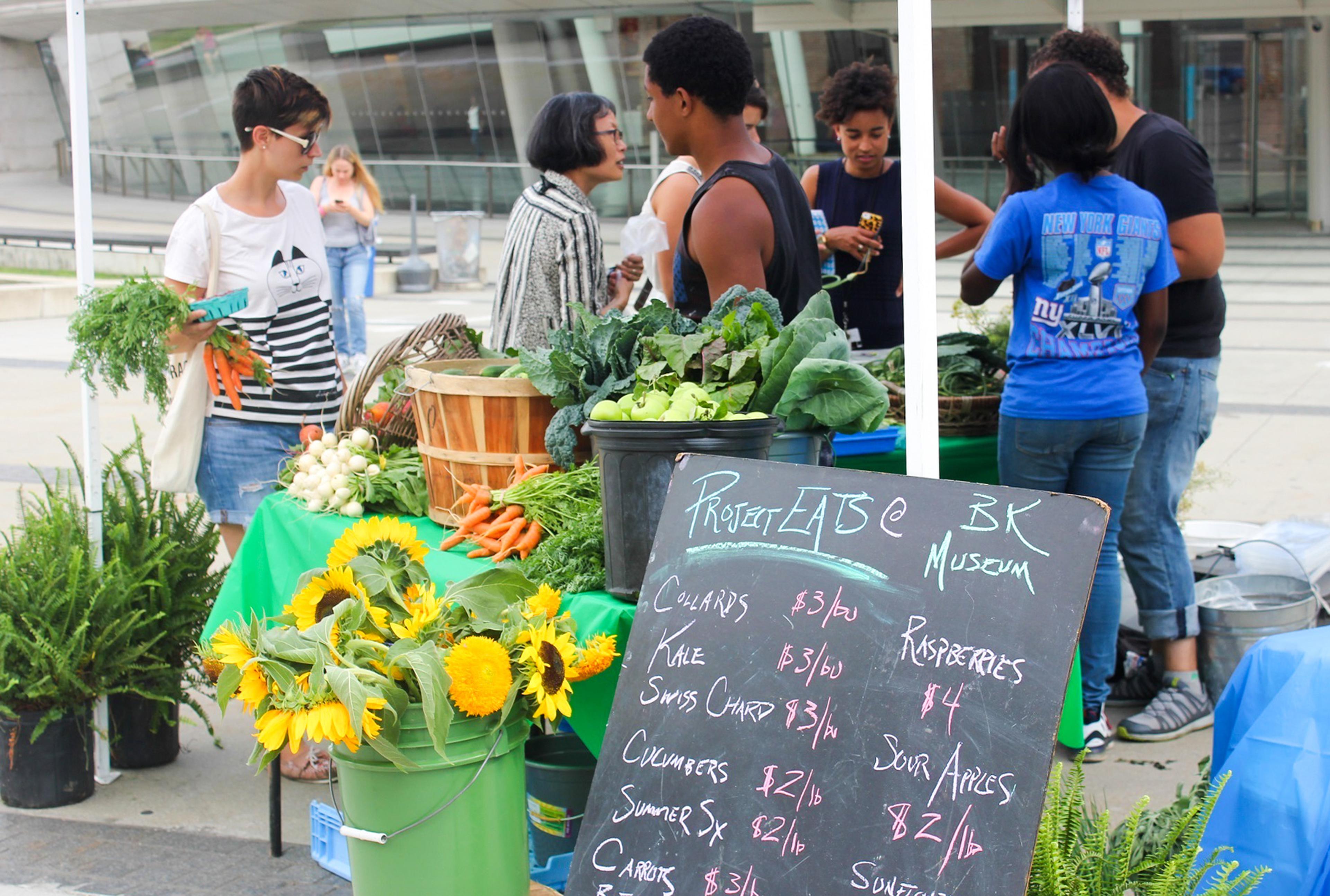 Project EATS farm stand at the Brooklyn Museum, 2014. Photo by Brooke Baldeschwiler