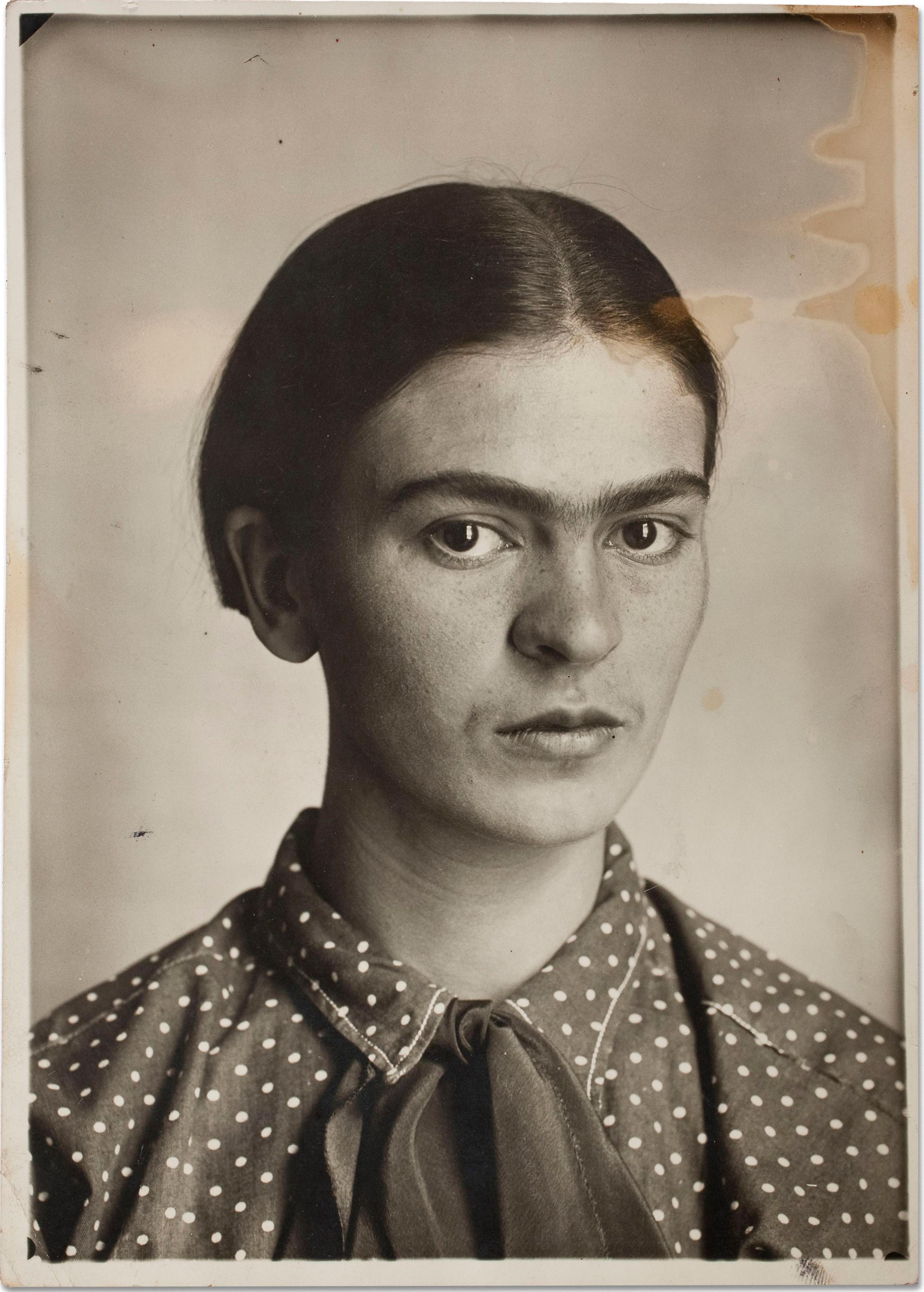 Guillermo Kahlo, Frida Kahlo, circa 1926. Silver gelatin print, 63/4 x 43/4 in. (17.2 x 12.2 cm). Collection of Museo Frida Kahlo. © Frida Kahlo &amp; Diego Rivera Archives. Bank of Mexico, Fiduciary in the Diego Rivera and Frida Kahlo Museum Trust