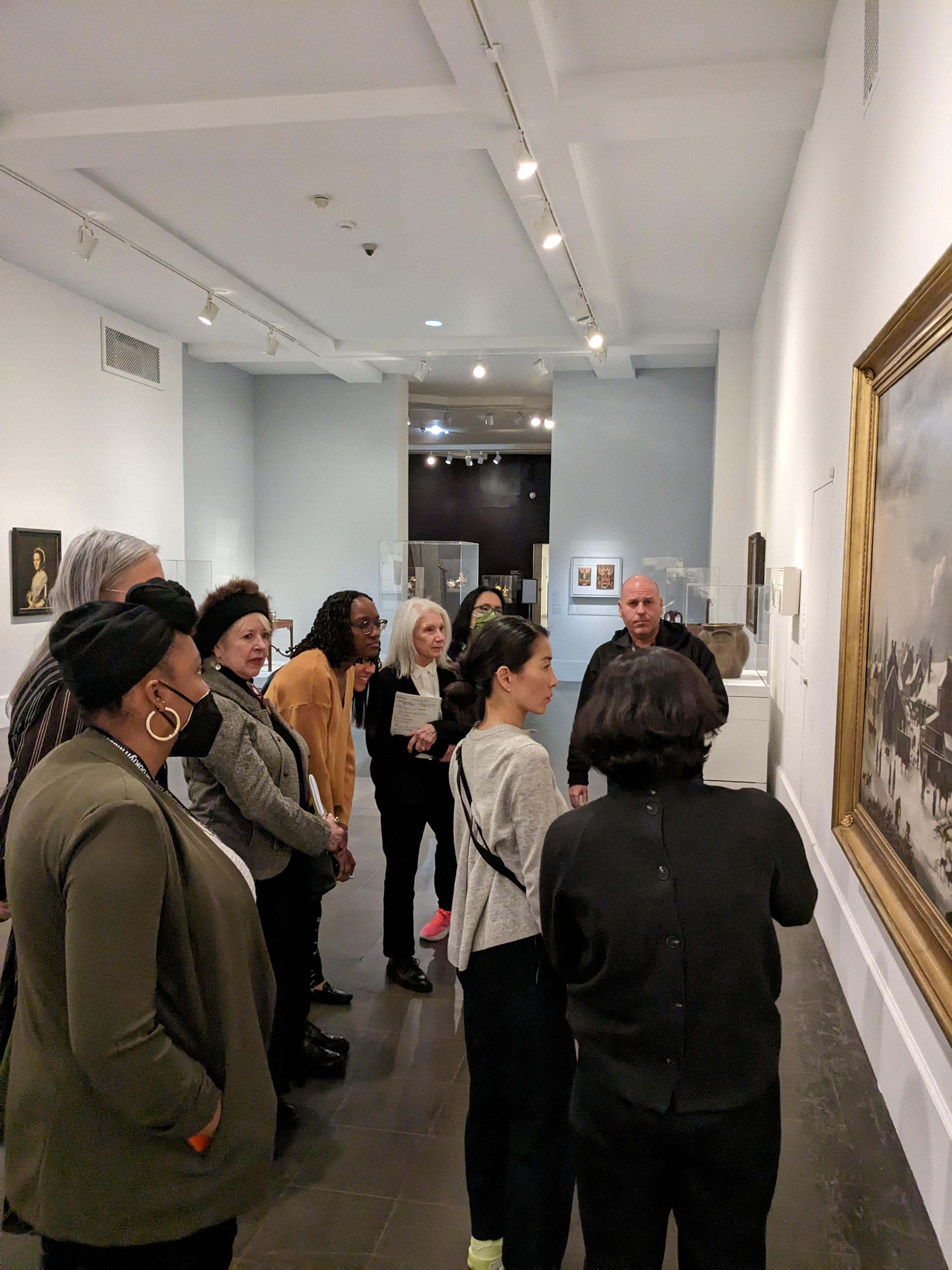 Brooklyn Museum visitors discuss works of art in the galleries