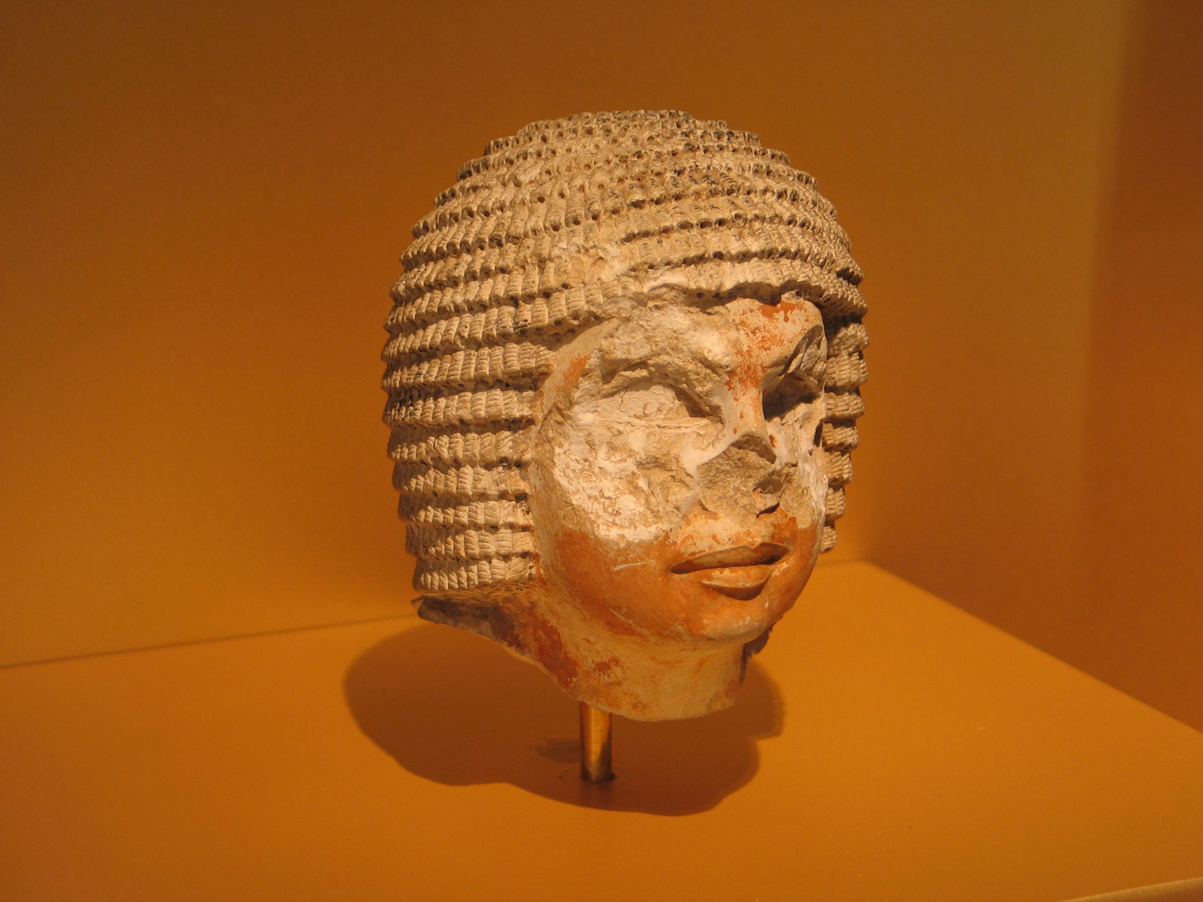 Ancient Egyptian artist. <i>Head from a Tomb Statue of a Man</i>, circa 2500–2350 B.C.E. Limestone, pigment. Brooklyn Museum; Gift of the Ernest Erickson Foundation, Inc., 86.226.1.