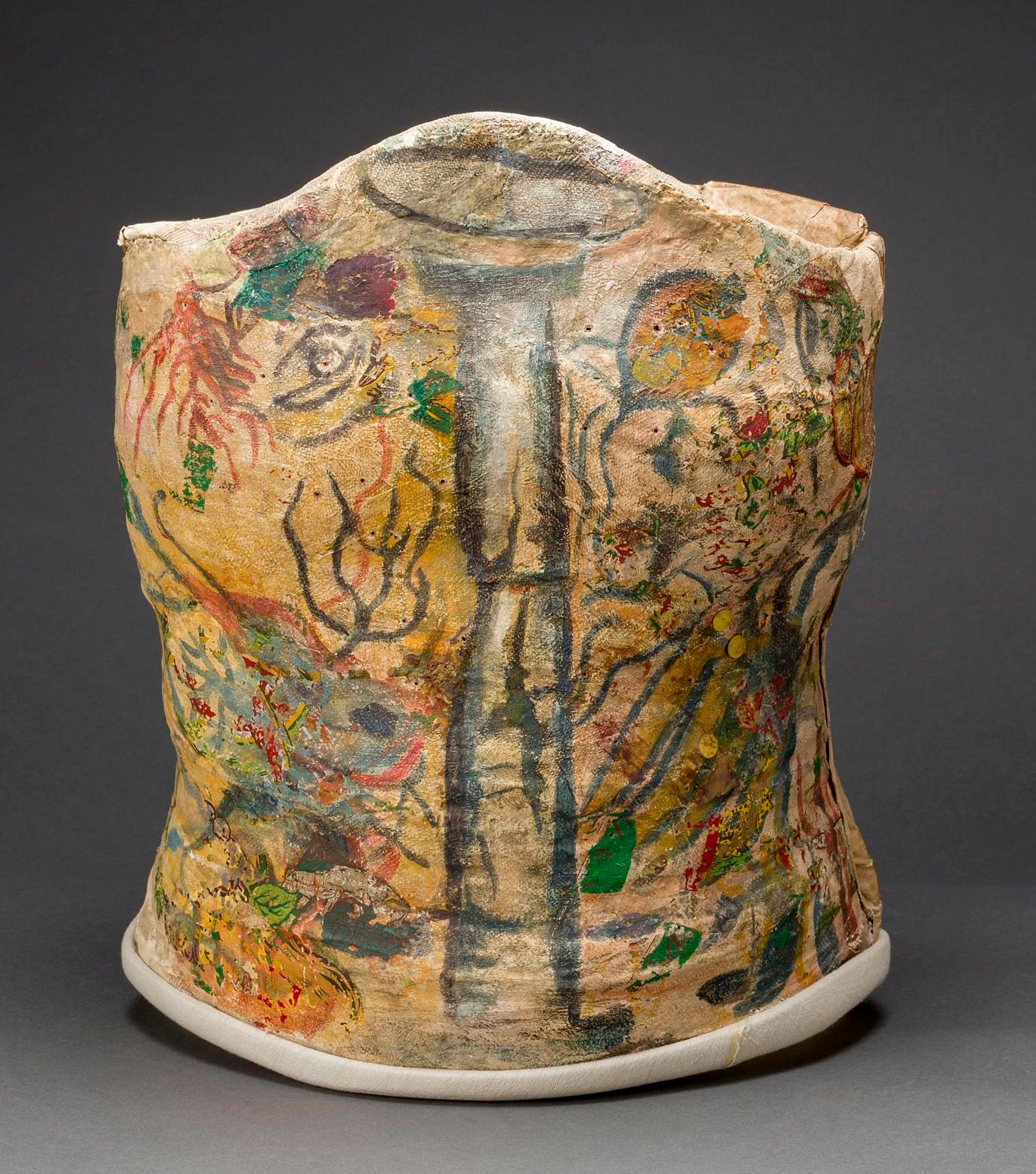 Plaster corset, painted and decorated by Frida Kahlo, Museo Frida Kahlo. © Diego Rivera and Frida Kahlo Archives, Banco de México, Fiduciary of the Trust of the Diego Rivera and Frida Kahlo Museums. (Photo: Javier Hinojosa, courtesy of V&amp;A Publishing)