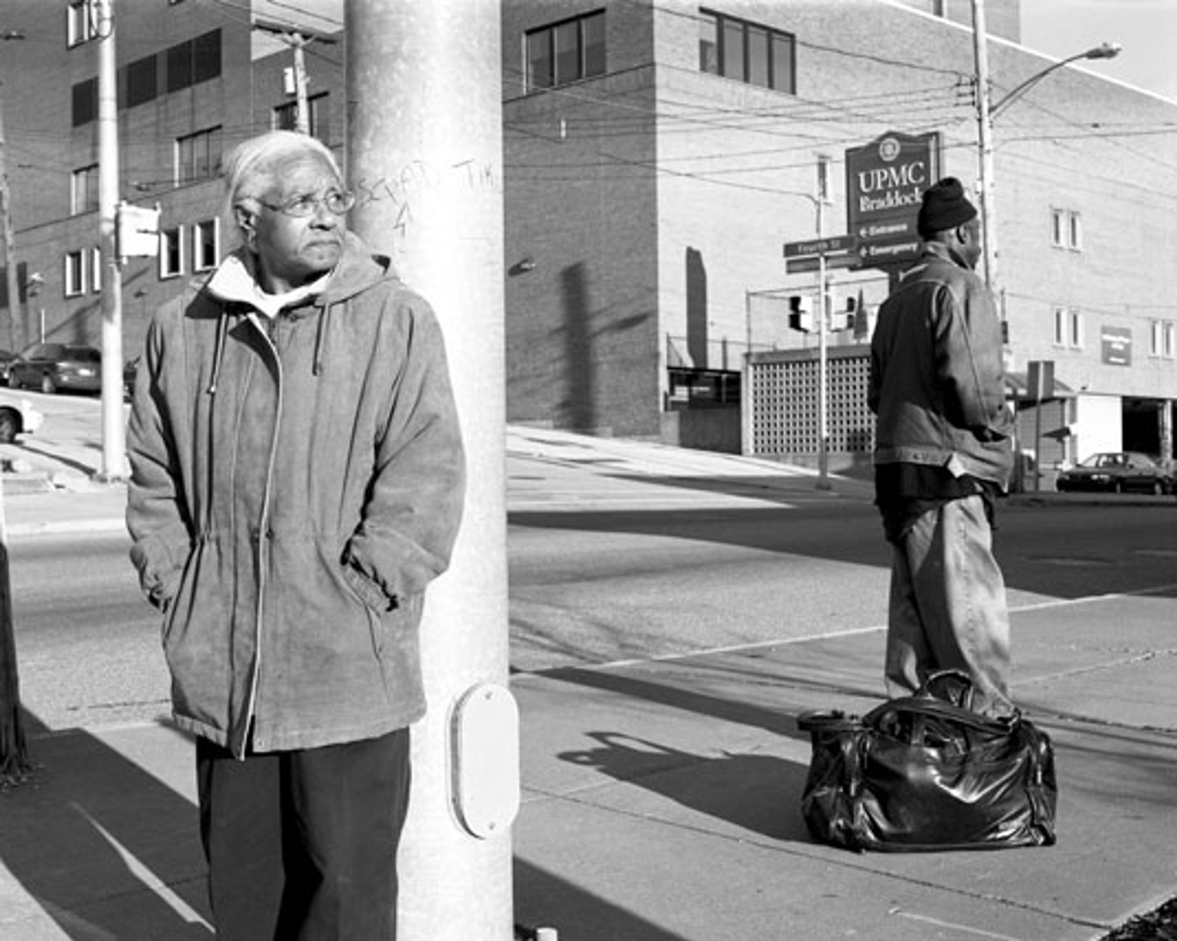 LaToya Ruby Frazier (American, b. 1982). Grandma Ruby and U.P.M.C. Braddock Hospital on Braddock Avenue, 2007. Gelatin silver photograph, 20 × 24 in. (50.8 × 61 cm). Courtesy of the artist. © LaToya Ruby Frazier