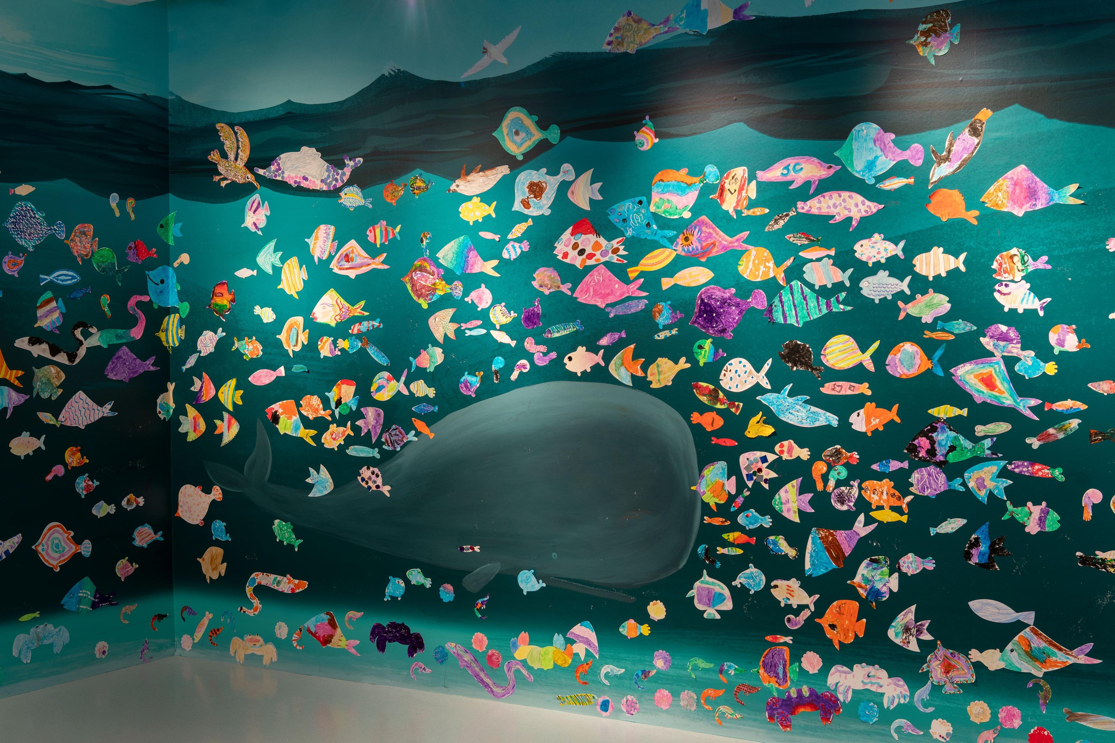 Installation view, <i>Oliver Jeffers: Life at Sea</i>. Brooklyn Museum, September 19, 2025–April 26, 2026. (Photo: Paula Abreu Pita)