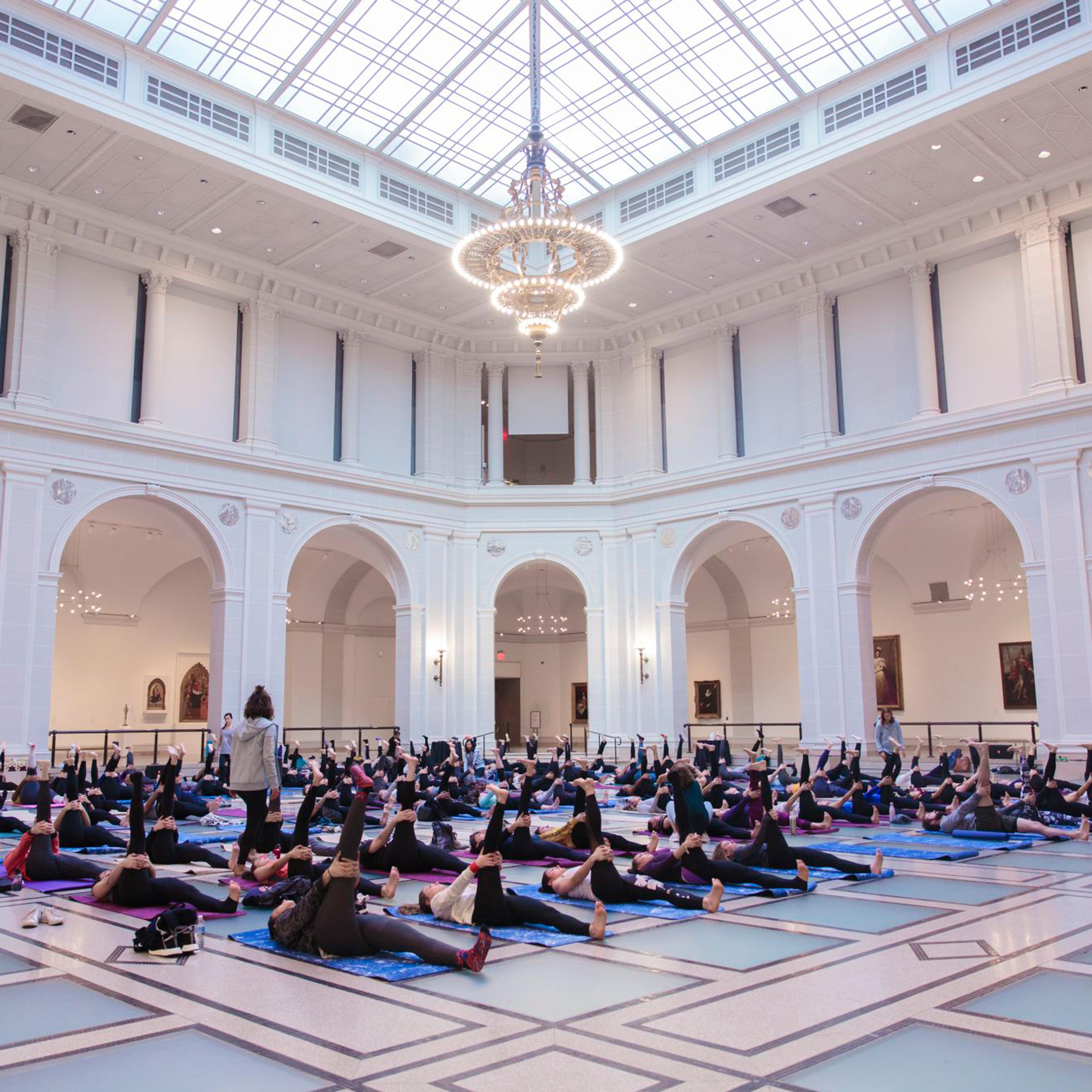 Visitors at adidas: Art &amp; Yoga. (Photo: Kolin Mendez)