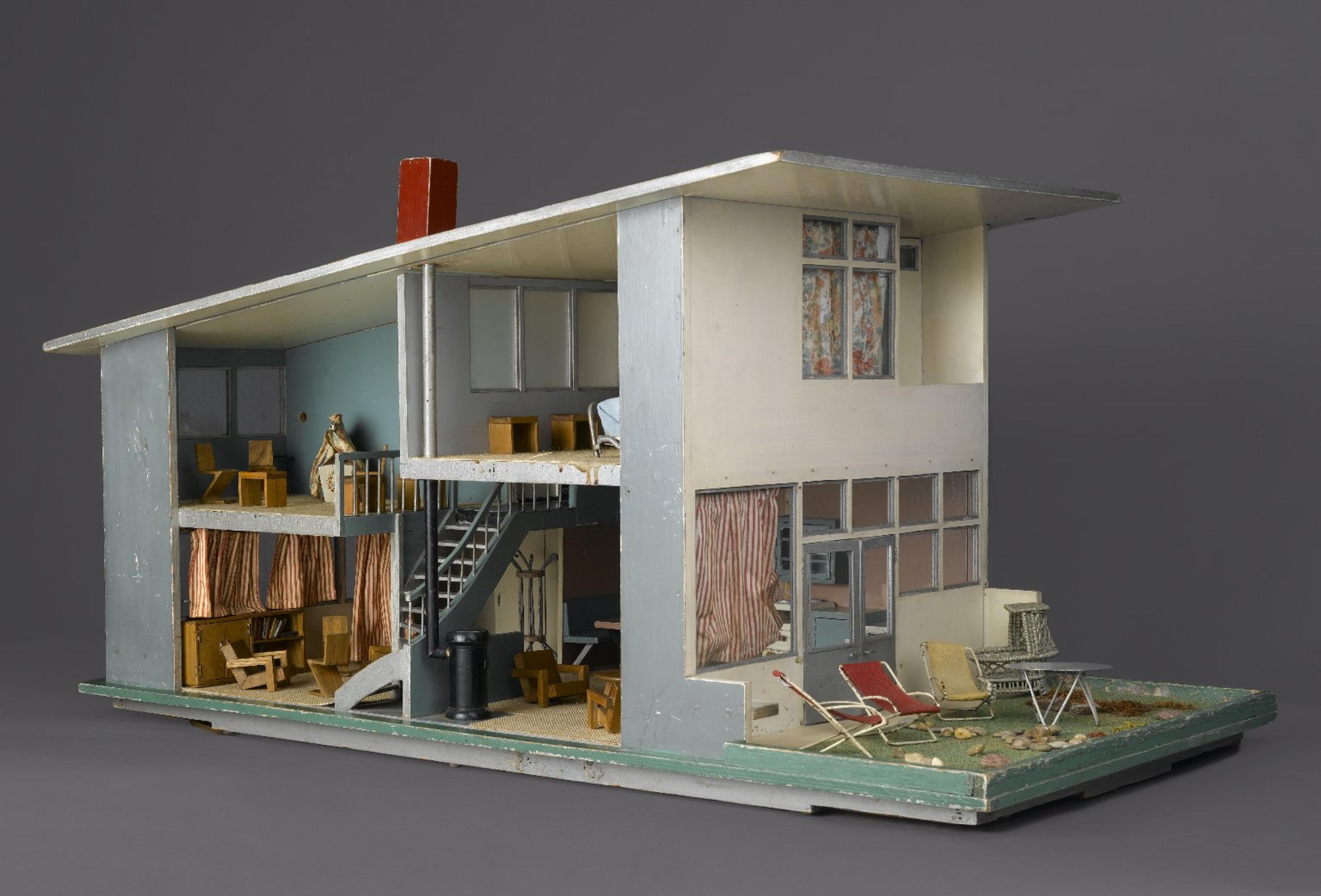 Doll’s House, 1952. Designed by Gerrit Th. Rietveld (Dutch, 1888–1964). Ameide, The Netherlands. Wood, metals, textiles, other materials, 24 × 36 × 24 in. (61 × 91.4 × 61 cm). Brooklyn Museum; Gift of Marcus S. Friedlander, by exchange, 2008.74