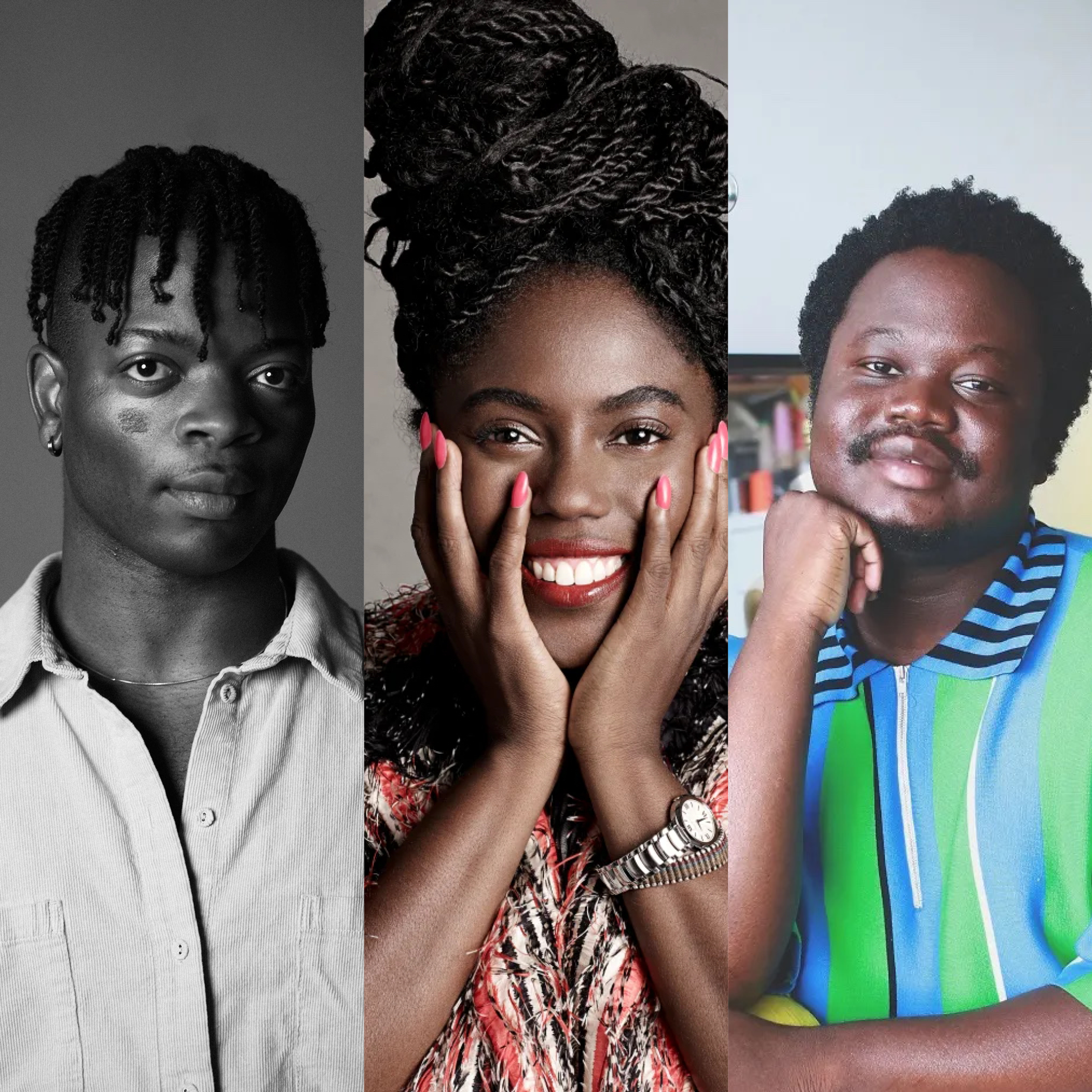 From left: Taofeek Abijako, Head of State. (Photo: Marisa Langley, courtesy of Head of State); Abrima Erwiah, Studio 189. (Photo: Joshua Jordan, courtesy of Abrima Erwiah); Jacques Agbobly, Agbobly (f.k.a. Black Boy Knits). (Photo: courtesy of Jacques Agbobly)