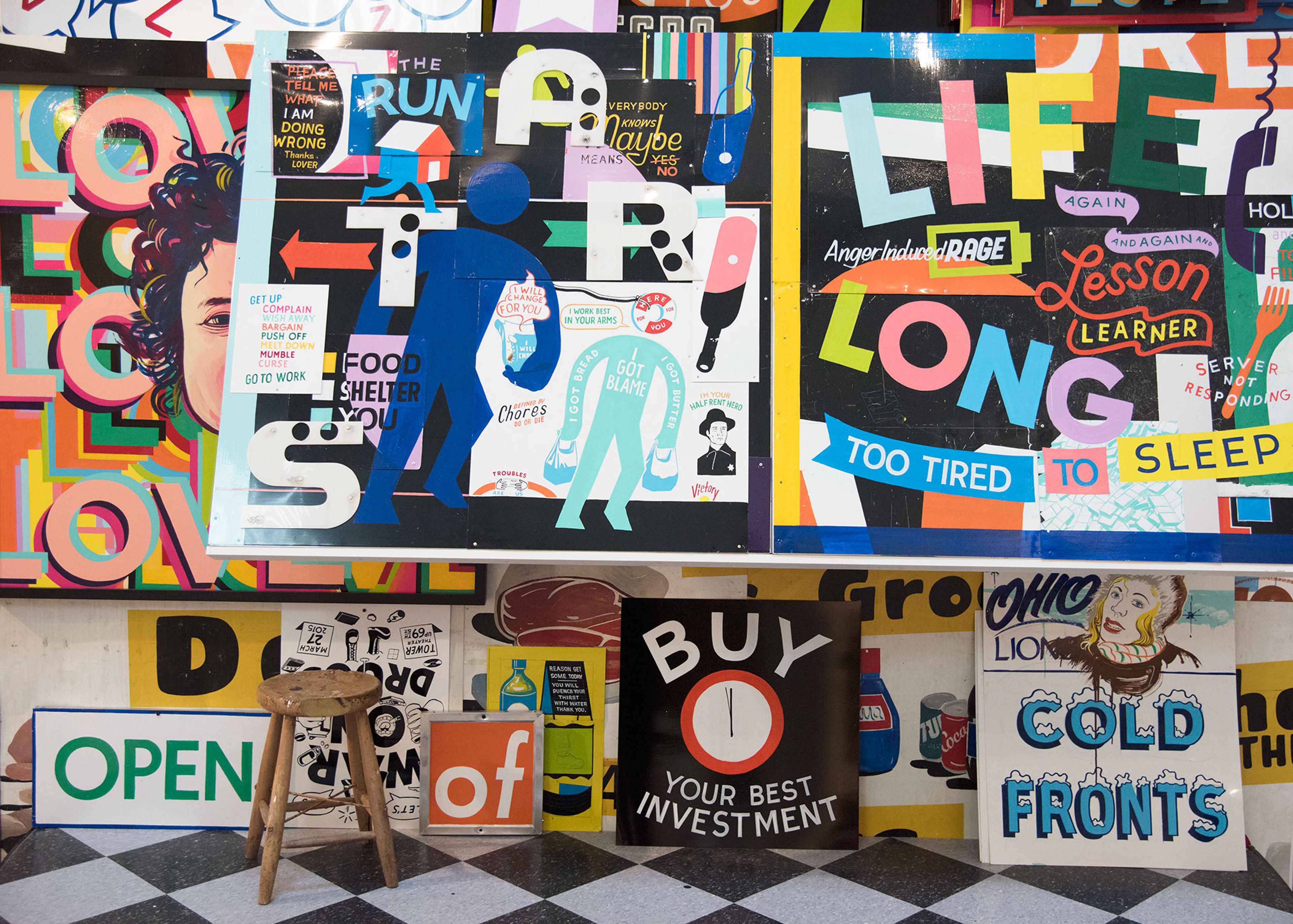 Stephen Powers (American, born 1968). Stephen Powers: Coney Island Is Still Dreamland (To a Seagull) (detail), 2015. (Photo: Jonathan Dorado, Brooklyn Museum)