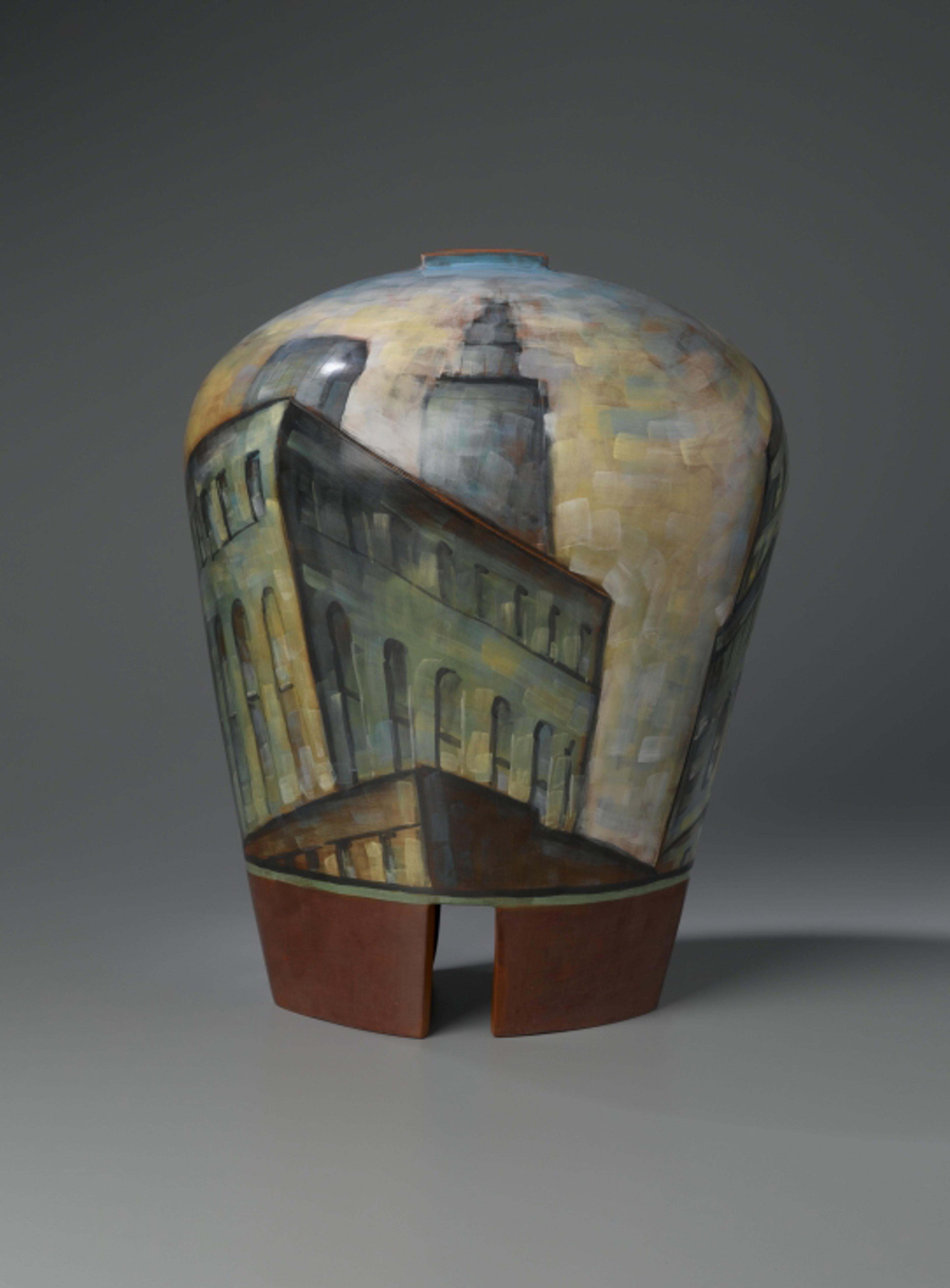 Lidya Buzio (American, born Uruguay, 1948). “Roofscape” Vase, 1987. Glazed earthenware. Brooklyn Museum, Purchased with funds given by Mrs. Carl L. Selden and the Caroline A. L. Pratt Fund, 1990.44