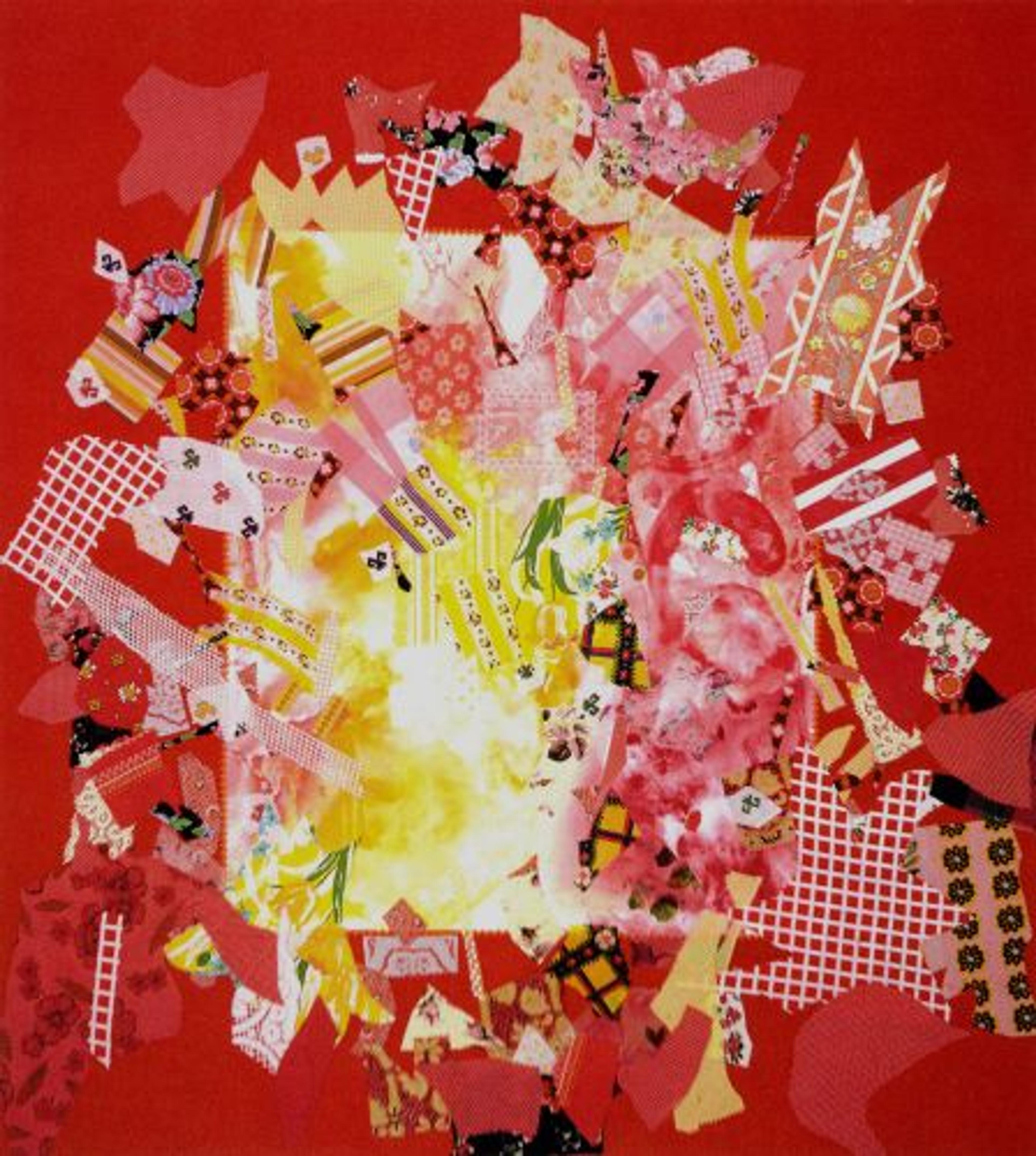 Miriam Schapiro (American, 1923). <i>Explode</i>, 1972. Acrylic and collage on canvas. Everson Museum of Art, Syracuse, NY. Gift of Lucille Bunin Askin, 81.38. © Miriam Schapiro