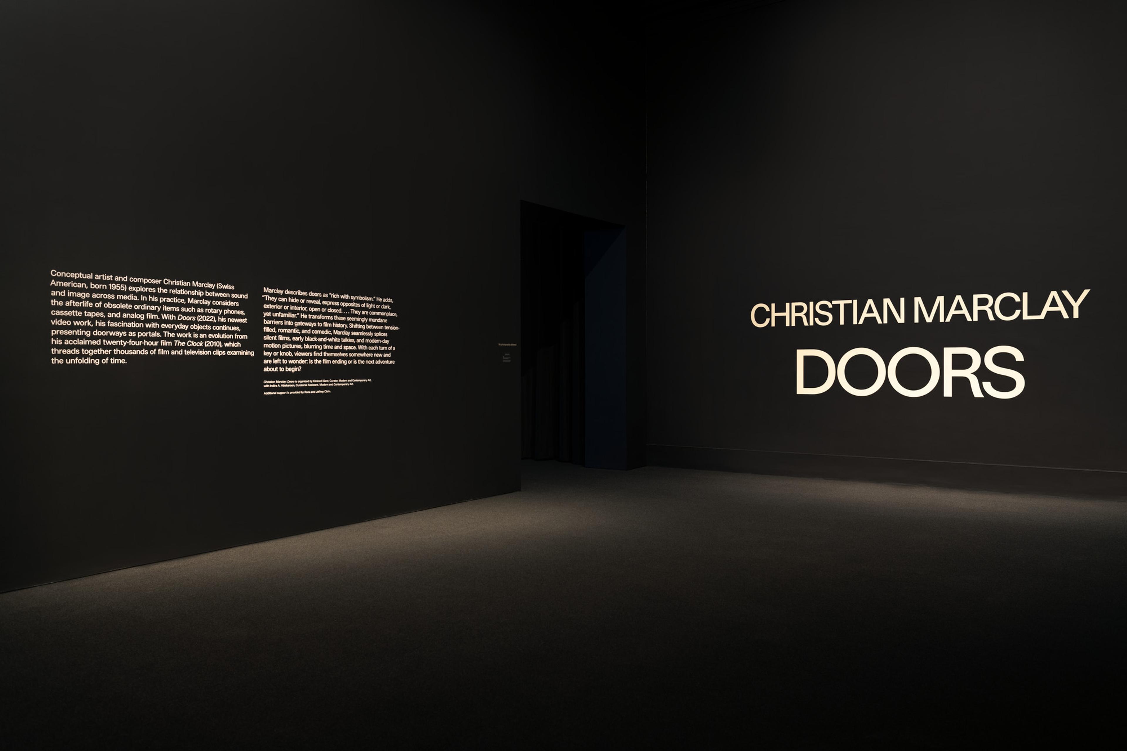 Installation view, <i>Christian Marclay: Doors</i>. Brooklyn Museum, June 13, 2025–April 12, 2026. © Christian Marclay. (Photo: Paula Abreu Pita)