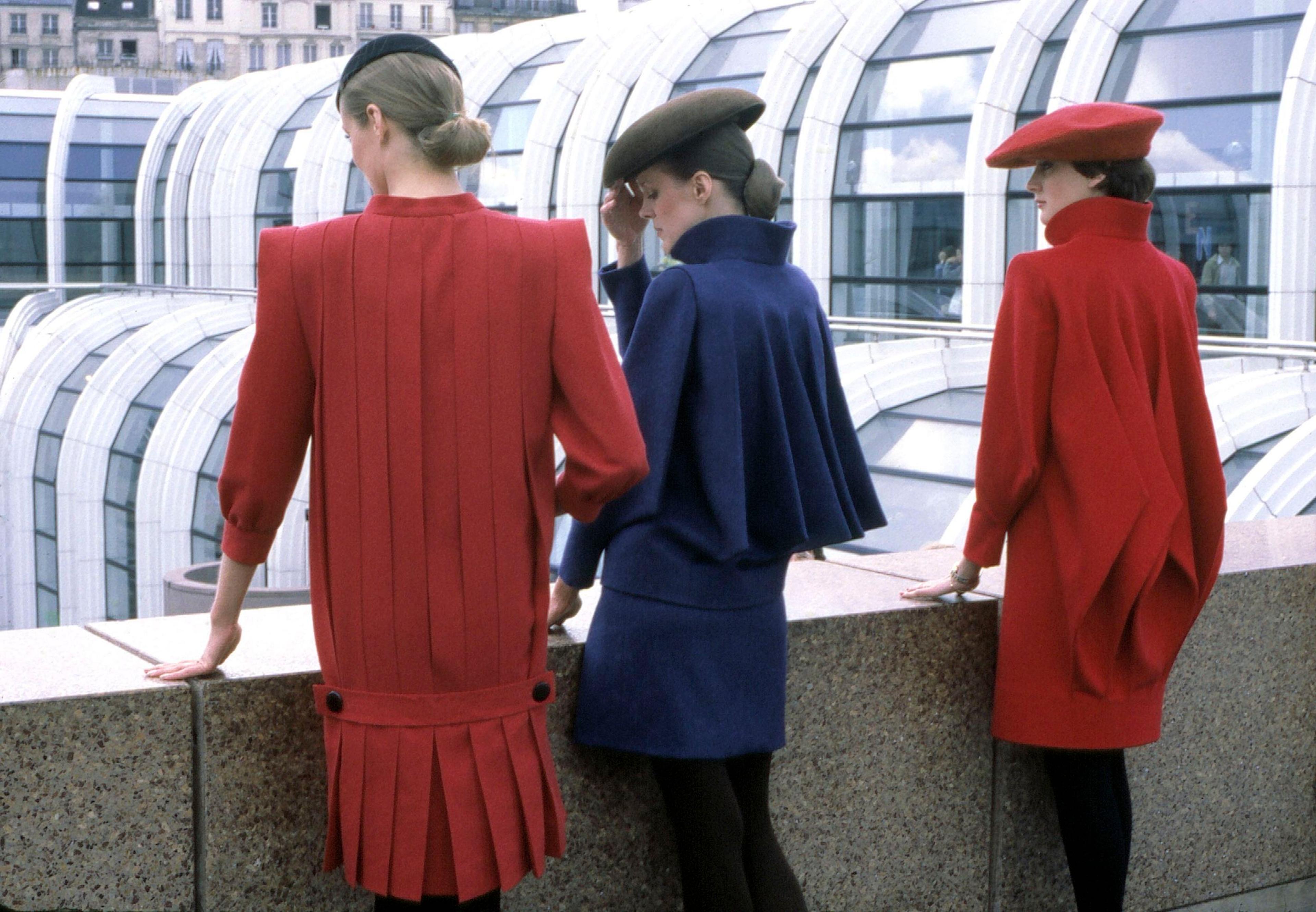Pierre Cardin "Computer" coats, 1980. (Photo: Courtesy of Archives Pierre Cardin. © Archives Pierre Cardin)