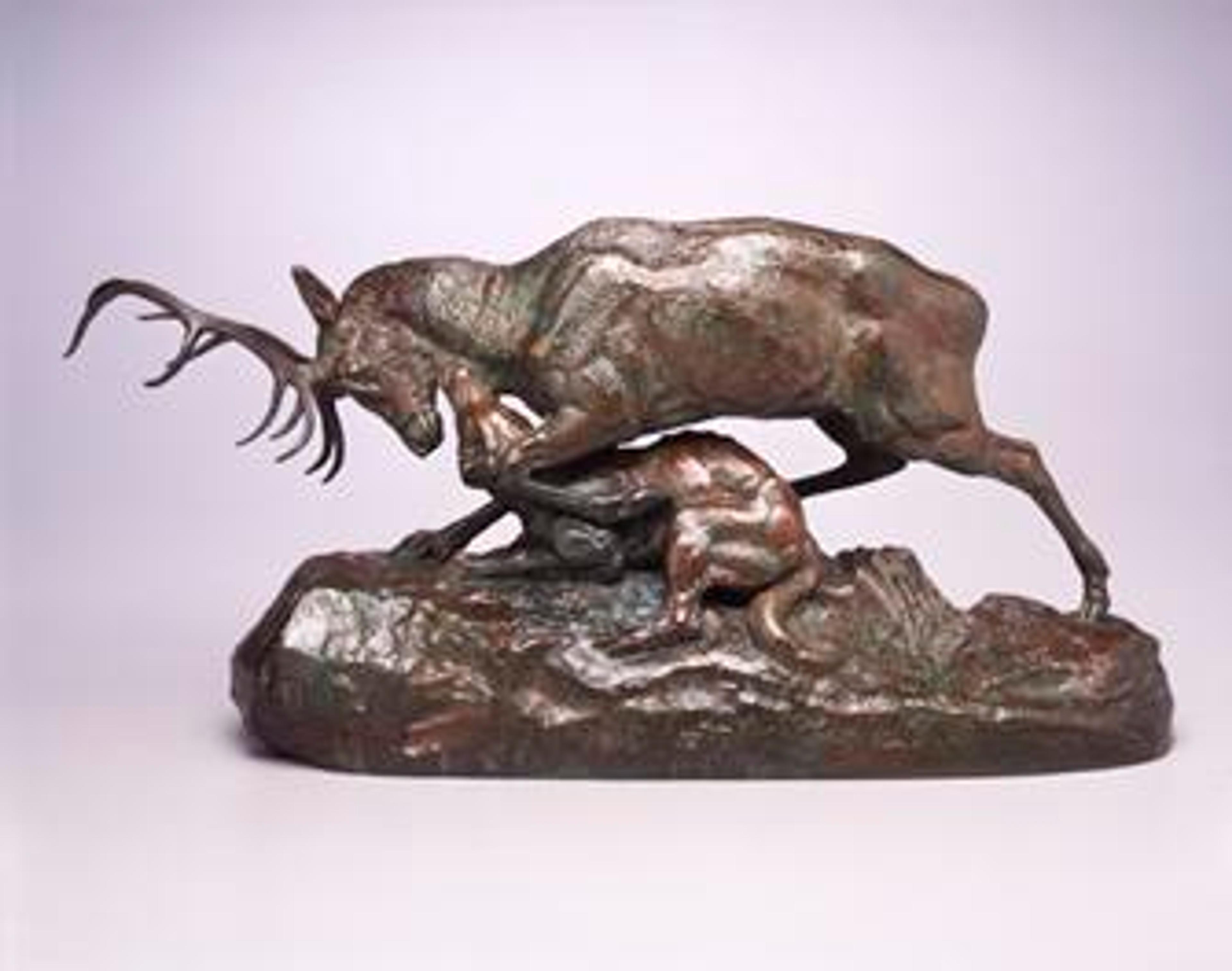 Wolf Holding a Stag by the Throat, Model 1843, Cast Date Unknown. Bronze. Brooklyn Museum, Purchased by special subscription, 10.123