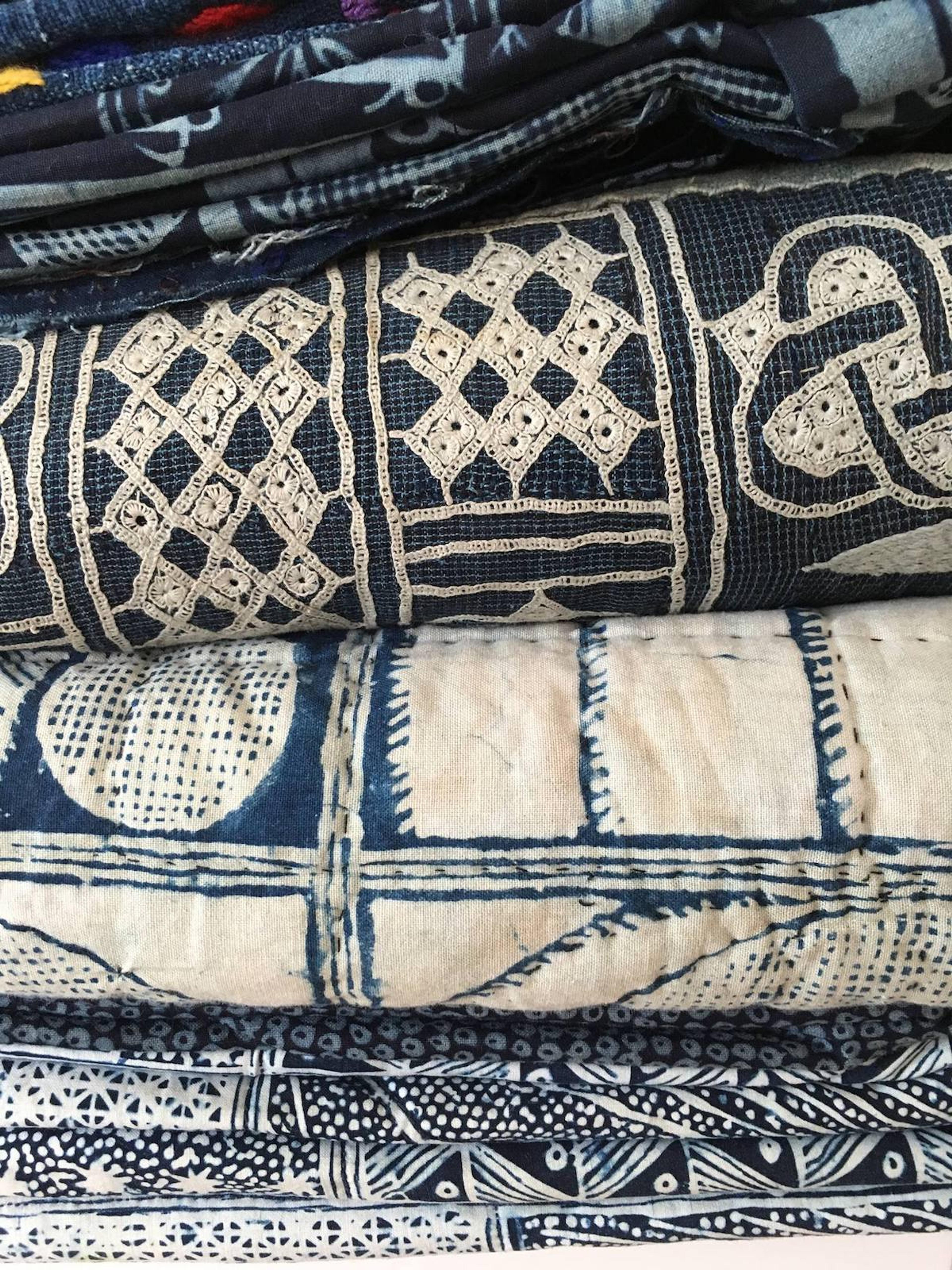 Vintage indigo Yoruba textiles, photo by/cloths collection of the author. Photo courtesy of The McKinley Collection.