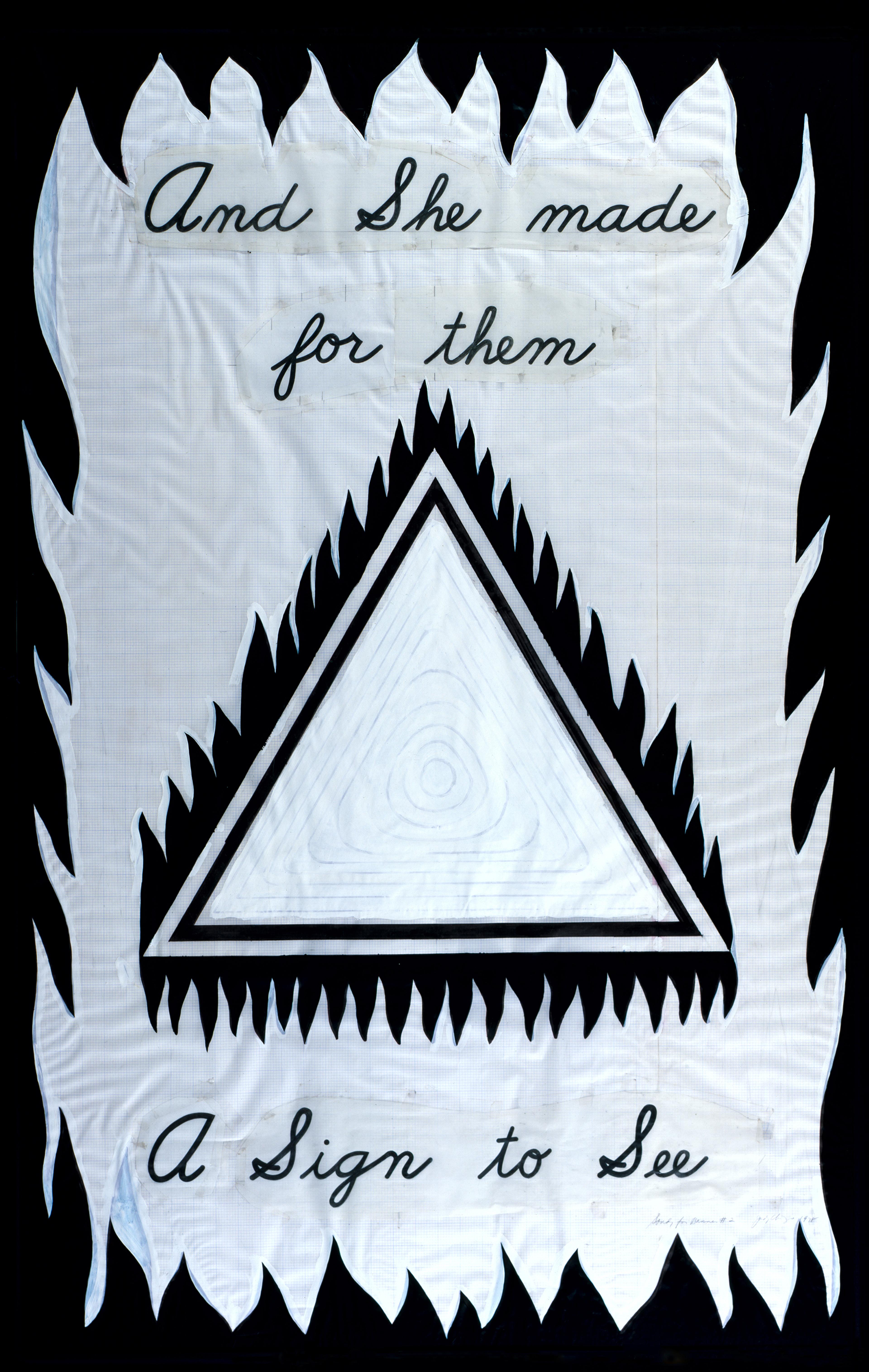 Judy Chicago (American, born 1939). Cartoon for Entryway Banner #2—And She Made for Them a Sign to See from The Dinner Party, 1978. Acrylic on paper, 38 x 60 in. (96.5 x 152.4 cm). Courtesy the artist and Salon 94, New York. © 2017 Judy Chicago / Artists Rights Society (ARS), New York