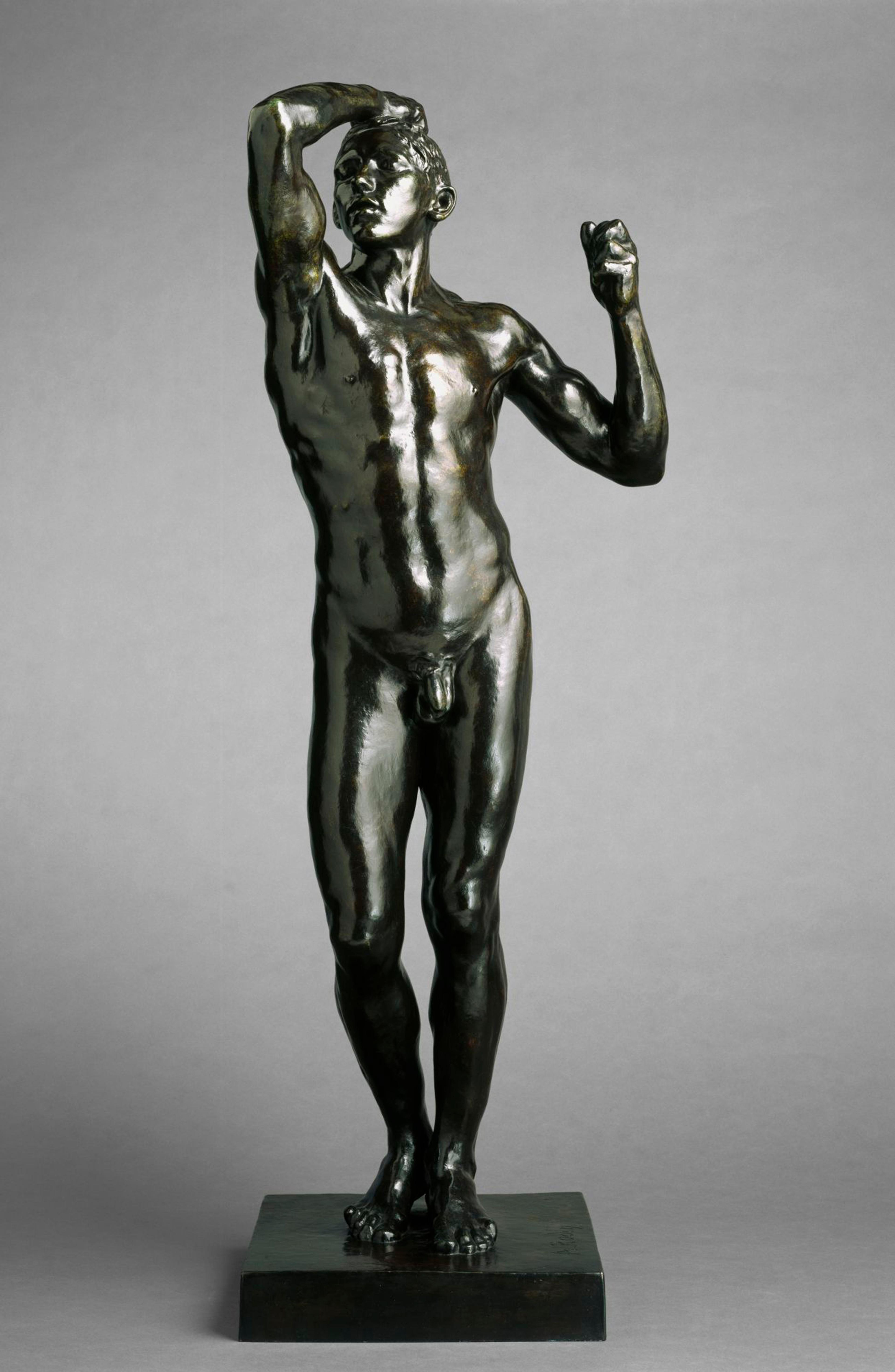 Auguste Rodin (French, 1840–1917). The Age of Bronze, First Reduction, 1876 (reduction probably 1903‒04), cast 1967. Cast by Georges Rudier Fondeur, Paris. Bronze, 411/4 x 15 x 13 in. (104.8 x 38.1 x 33 cm). Brooklyn Museum; Gift of the Iris and B. Gerald Cantor Foundation, 68.49. (Photo: Justin Van Soest)