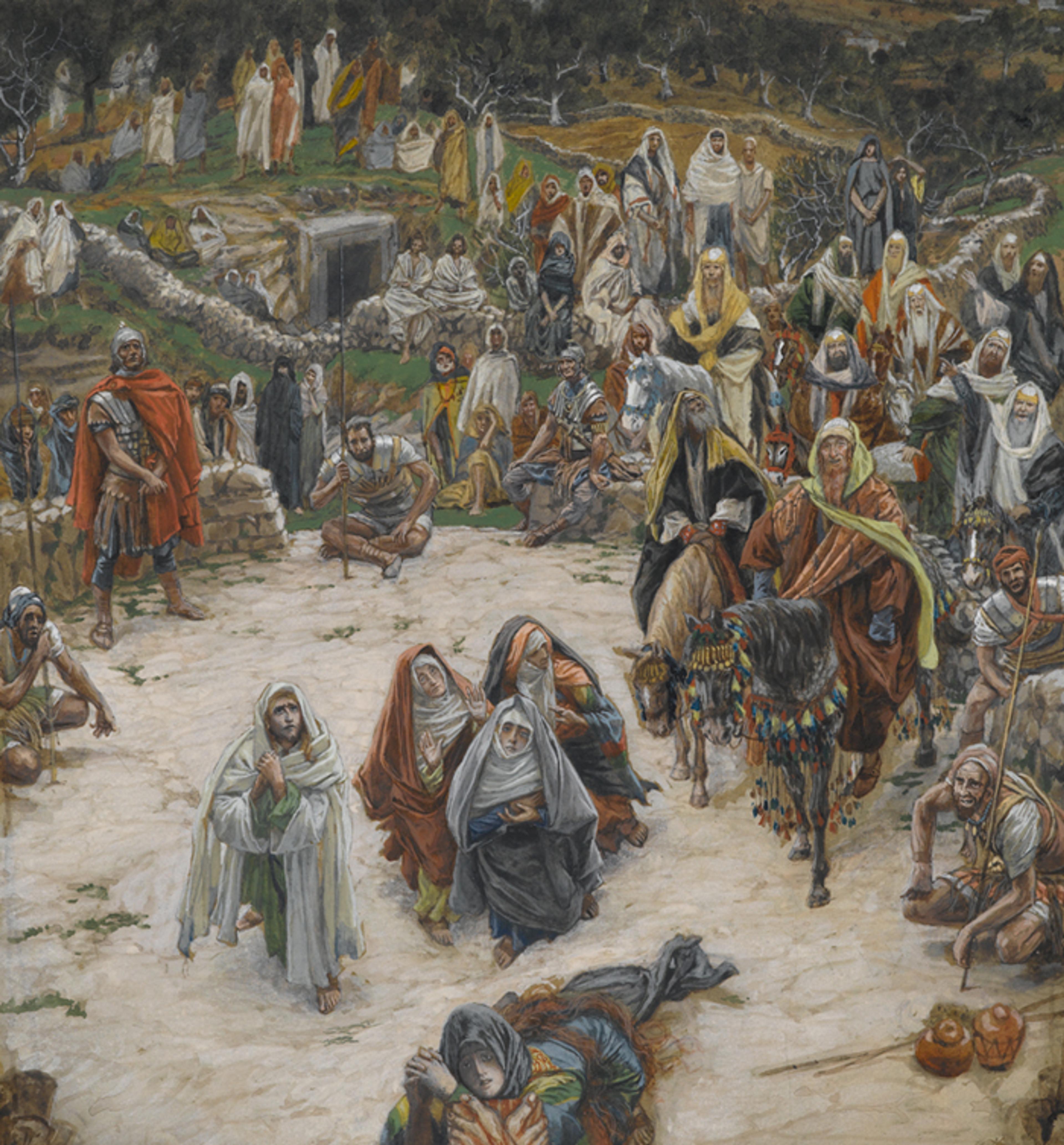 James Tissot (French, 1836–1902). What Our Lord Saw from the Cross, 1886–94. Opaque watercolor over graphite on gray-green wove paper, 93⁄4 x 91⁄6 in. (24.8 × 23 cm). Brooklyn Museum, Purchased by public subscription, 00.159.299