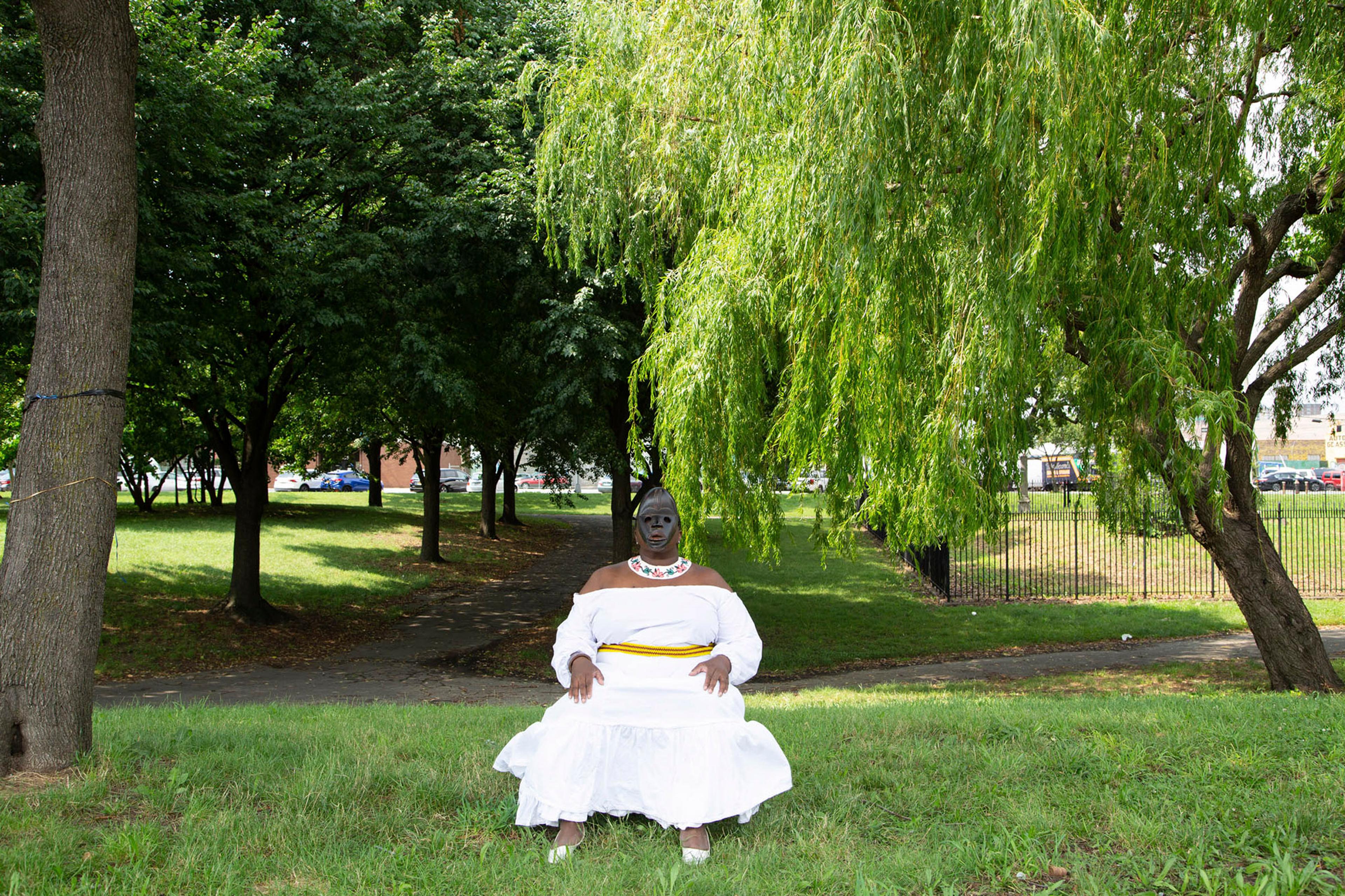 Nona Faustine. When the Mind Forgets the Soul Remembers, Enslaved African Burial Ground, Bronx, NY, 2021. Pigment print. Courtesy of the artist and Higher Pictures. © Nona Faustine