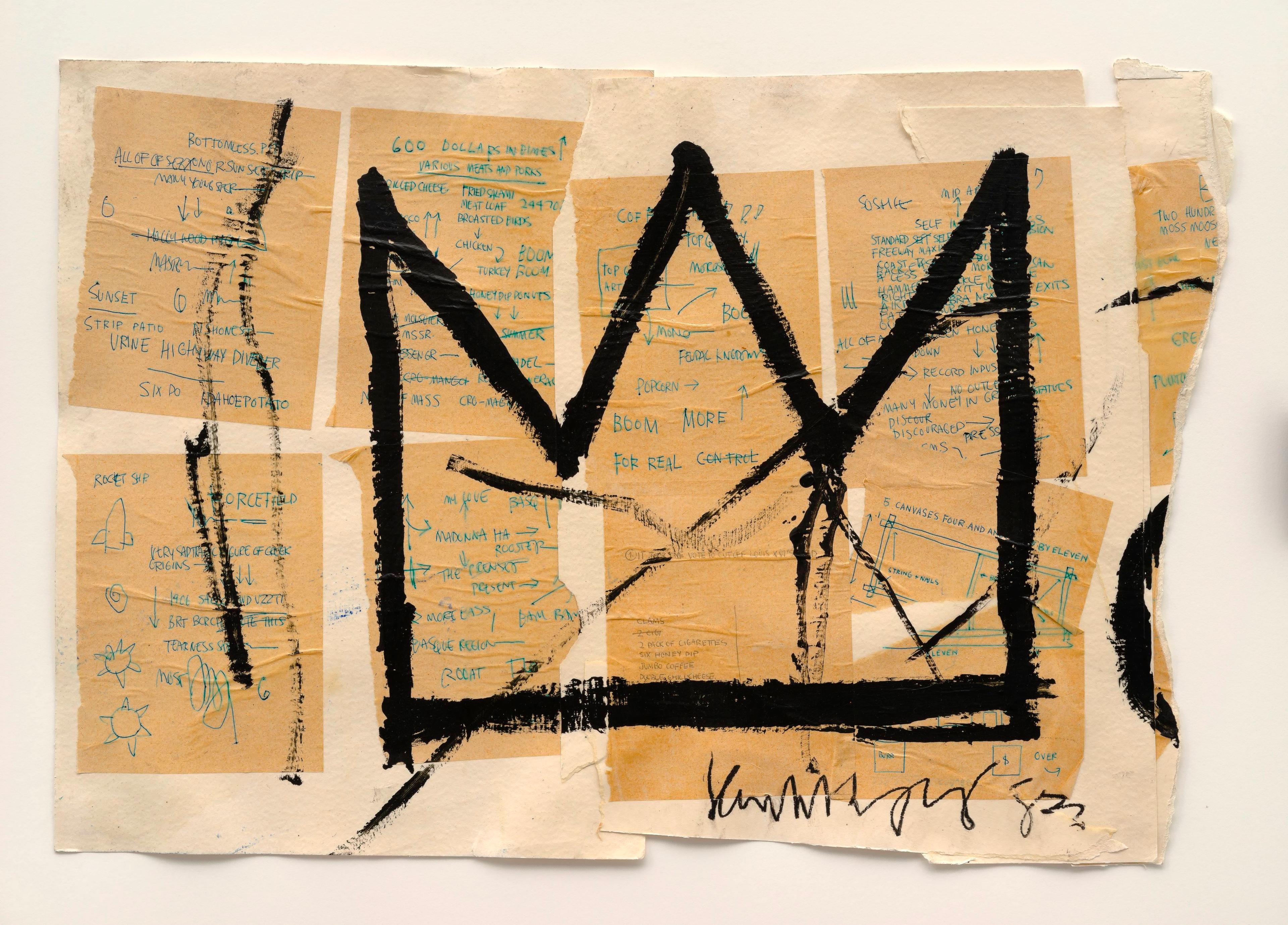 Jean-Michel Basquiat (American, 1960–1988). Untitled (Crown), 1982. Acrylic, ink, and paper collage on paper, 20 × 29 in. (50.8 × 73.66 cm). Private collection, courtesy of Lio Malca. Copyright © Estate of Jean-Michel Basquiat, all rights reserved. Licensed by Artestar, New York. Photo: Mark-Woods.com