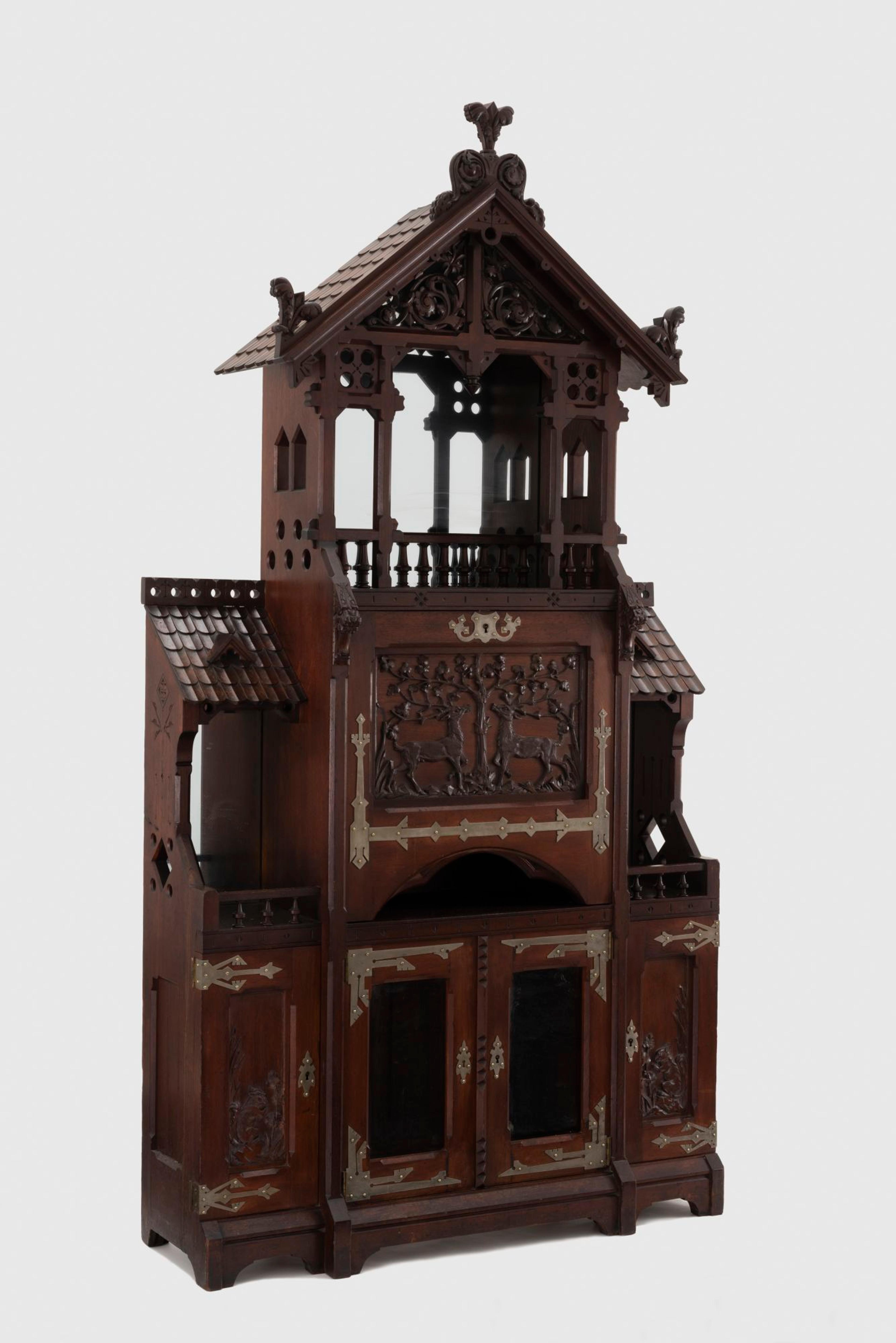 Kimbel and Cabus (New York, 1863–82). Drop-front Desk, circa 1875. American black walnut, tulip poplar, metal, 791/2 × 42 × 141/4 in. (201.9 × 106.7 × 36.2 cm). Collection of Andrew VanStyn. (Photo: Mitro Hood)