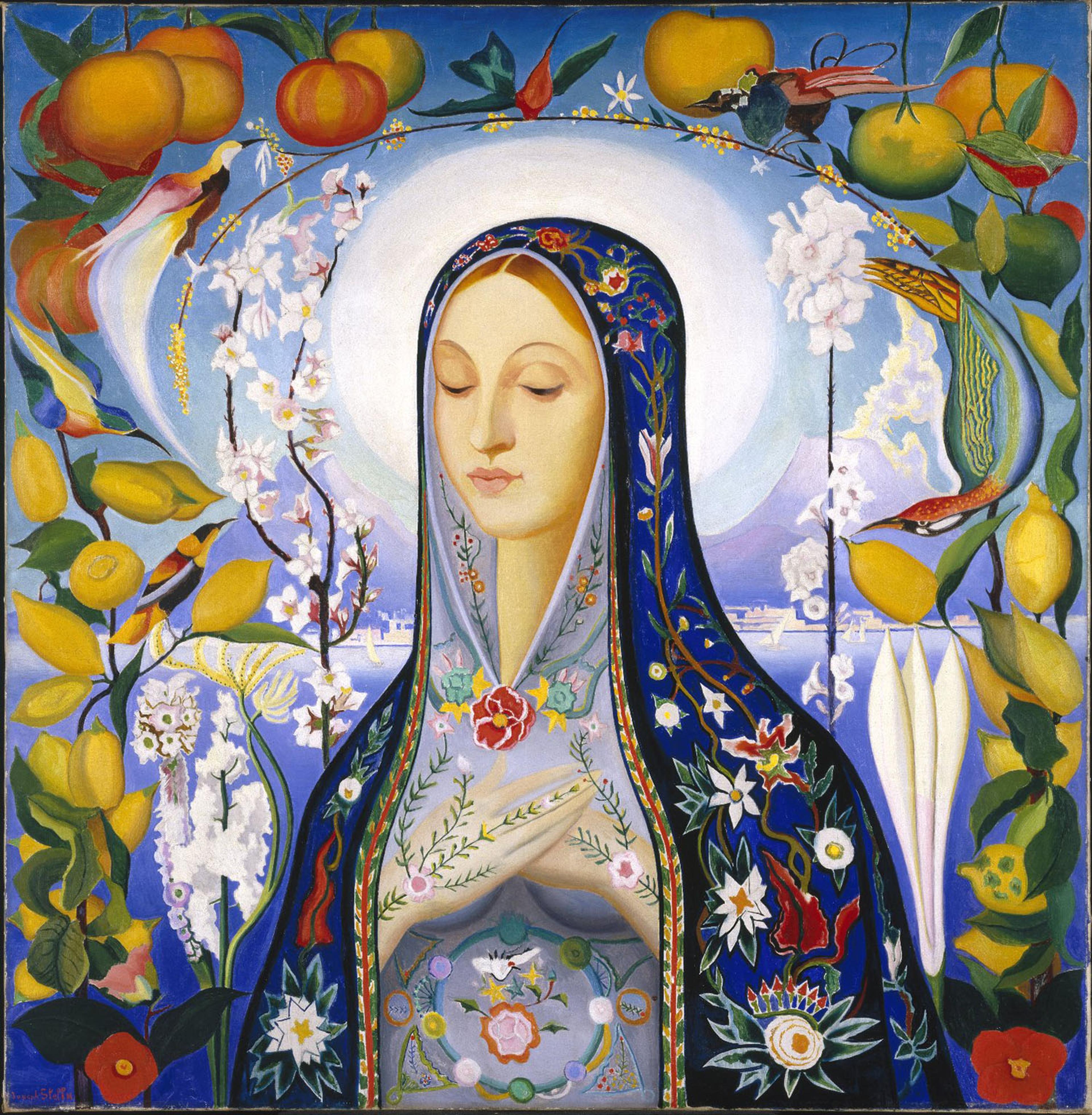 Joseph Stella (American, born Italy, 1877–1946). The Virgin, 1926. Oil on canvas, 3911/16 x 383/4 in. (100.8 x 98.4 cm). Brooklyn Museum; Gift of Adolph Lewisohn, 28.207. (Photo: Brooklyn Museum)