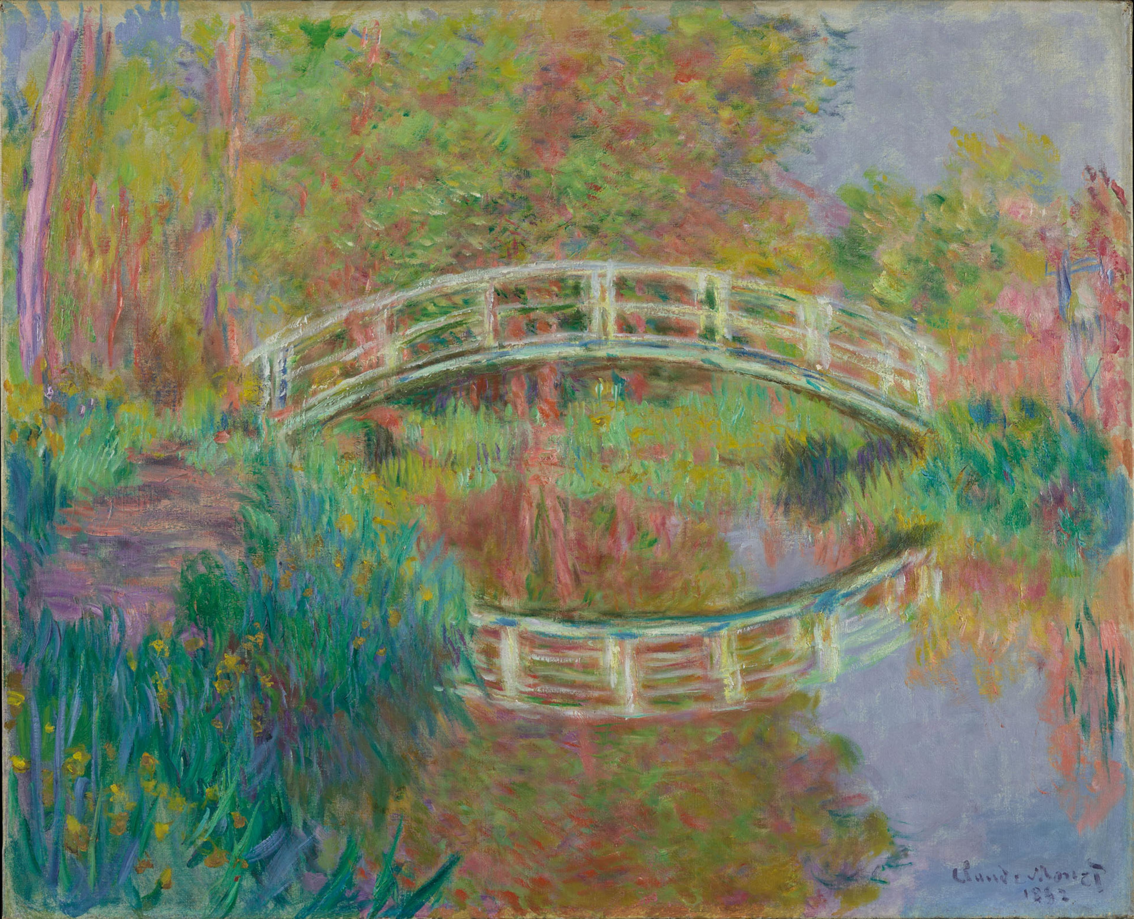 Claude Monet. <i>Japanese Footbridge, Giverny<i>, 1885. Oil on canvas. Philadelphia Museum of Art, Gift of F. Otto Haas, reserving the life interest of his wife Carole Haas Gravagno, 1993, 1993-151-2