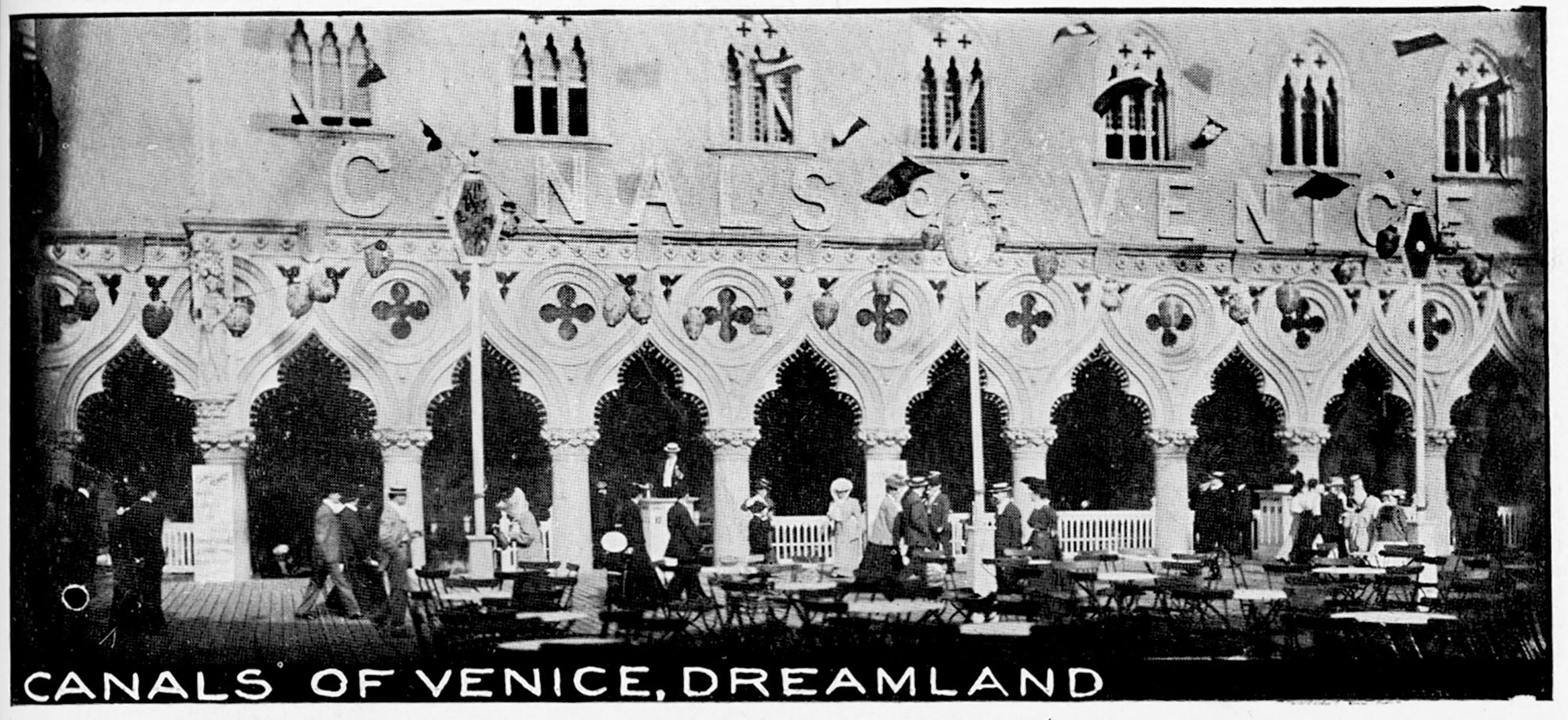 Photograph of the Canals of Venice in Dreamland Park, from <i>Coney Island—The People's Playground: Canals of Venice, Dreamland</i>. (Photo: Coney Island History Project)