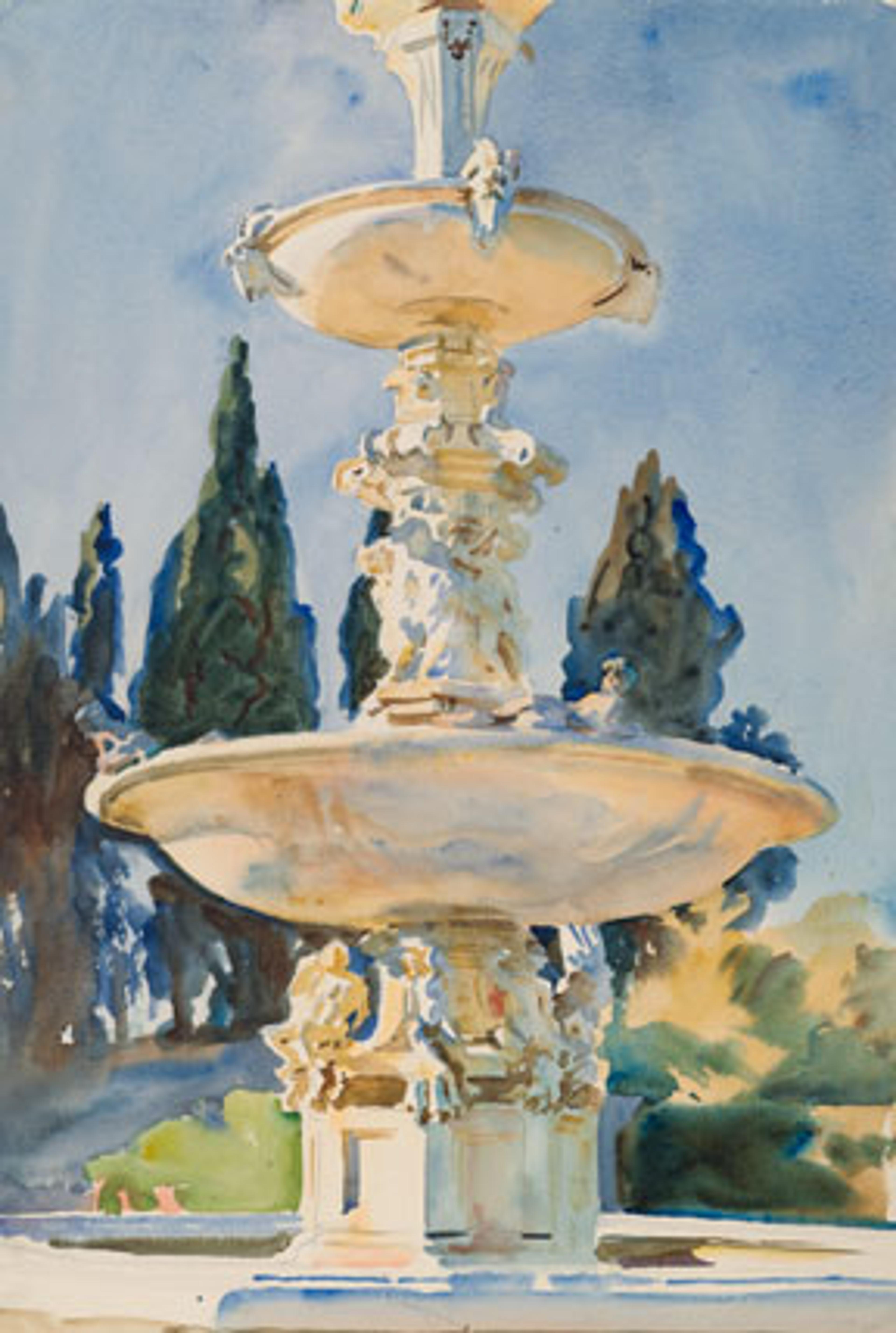 John Singer Sargent (American, 1856–1925). In a Medici Villa, 1906. Translucent watercolor and touches of opaque watercolor with graphite underdrawing, 213⁄16 x 143⁄8 in. (53.8 × 36.5 cm). Brooklyn Museum, Purchased by Special Subscription, 09.826