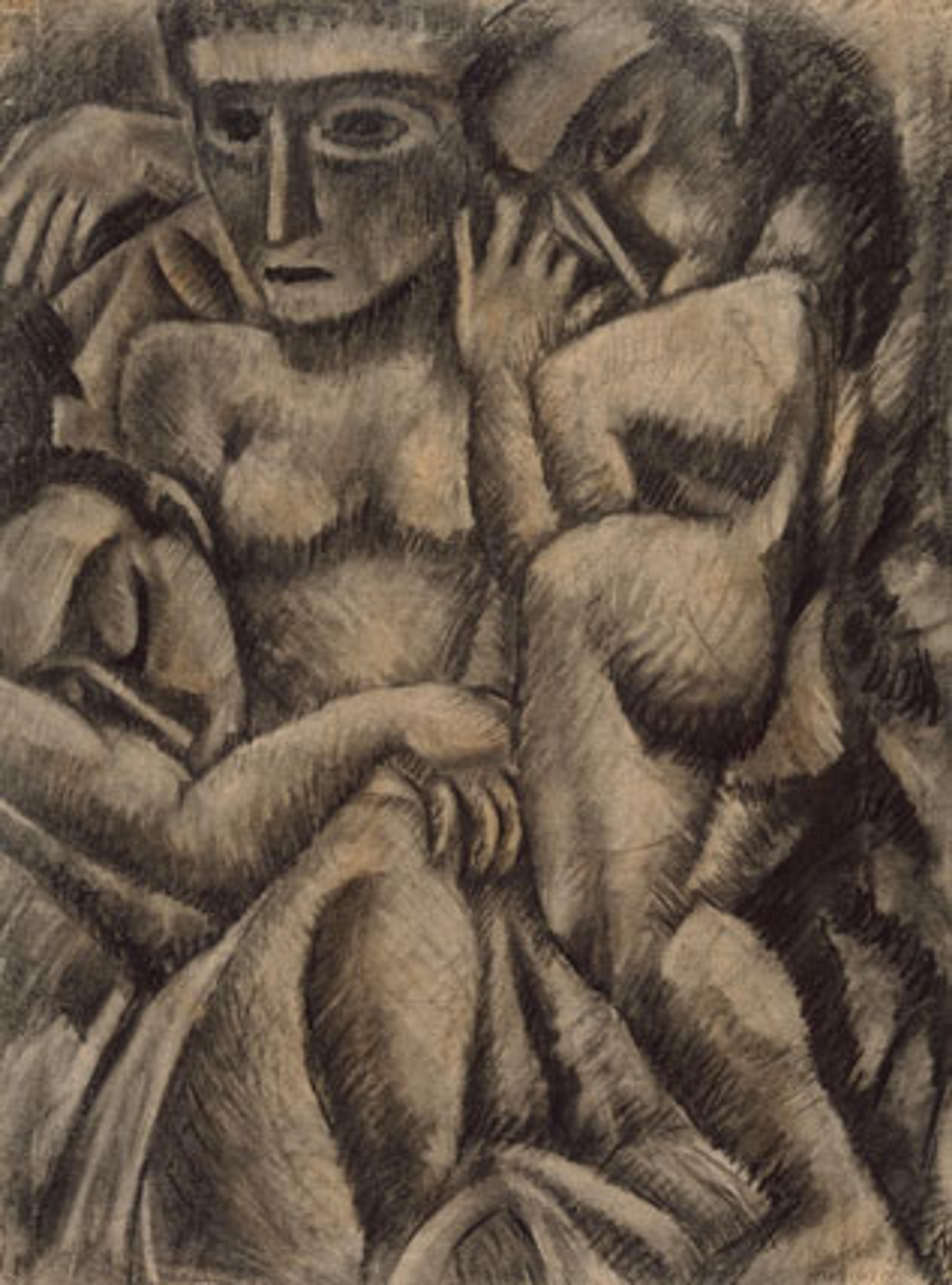 Max Weber (American, b. Russia, 1881–1961). Composition with Four Figures, 1910. Charcoal and pastel on laid paper, 241⁄4 x 181⁄4 in. (61.6 × 46.4 cm). Brooklyn Museum, Dick S. Ramsay Fund, 57.17