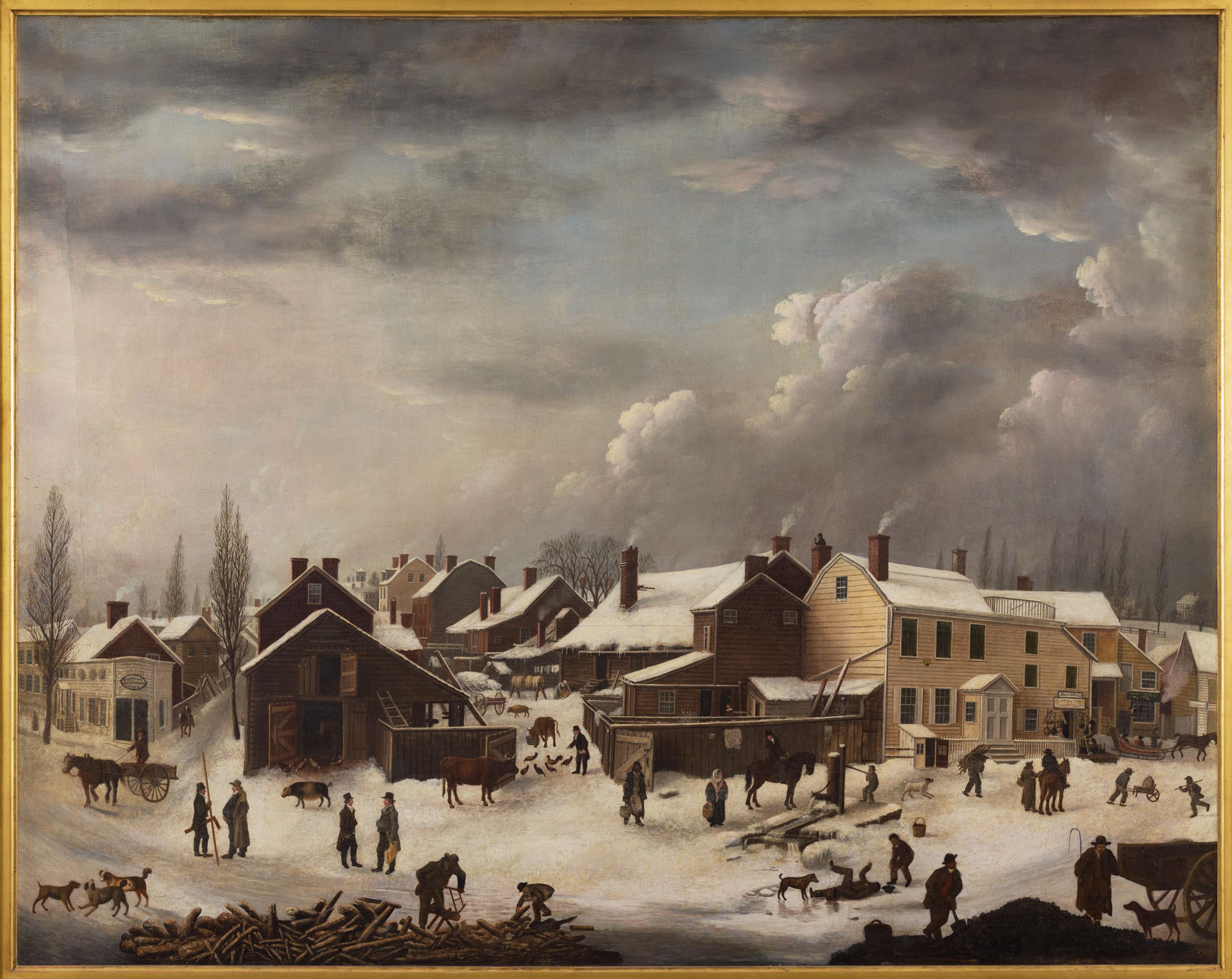 Painting of Brooklyn covered in snow in the early 19th century