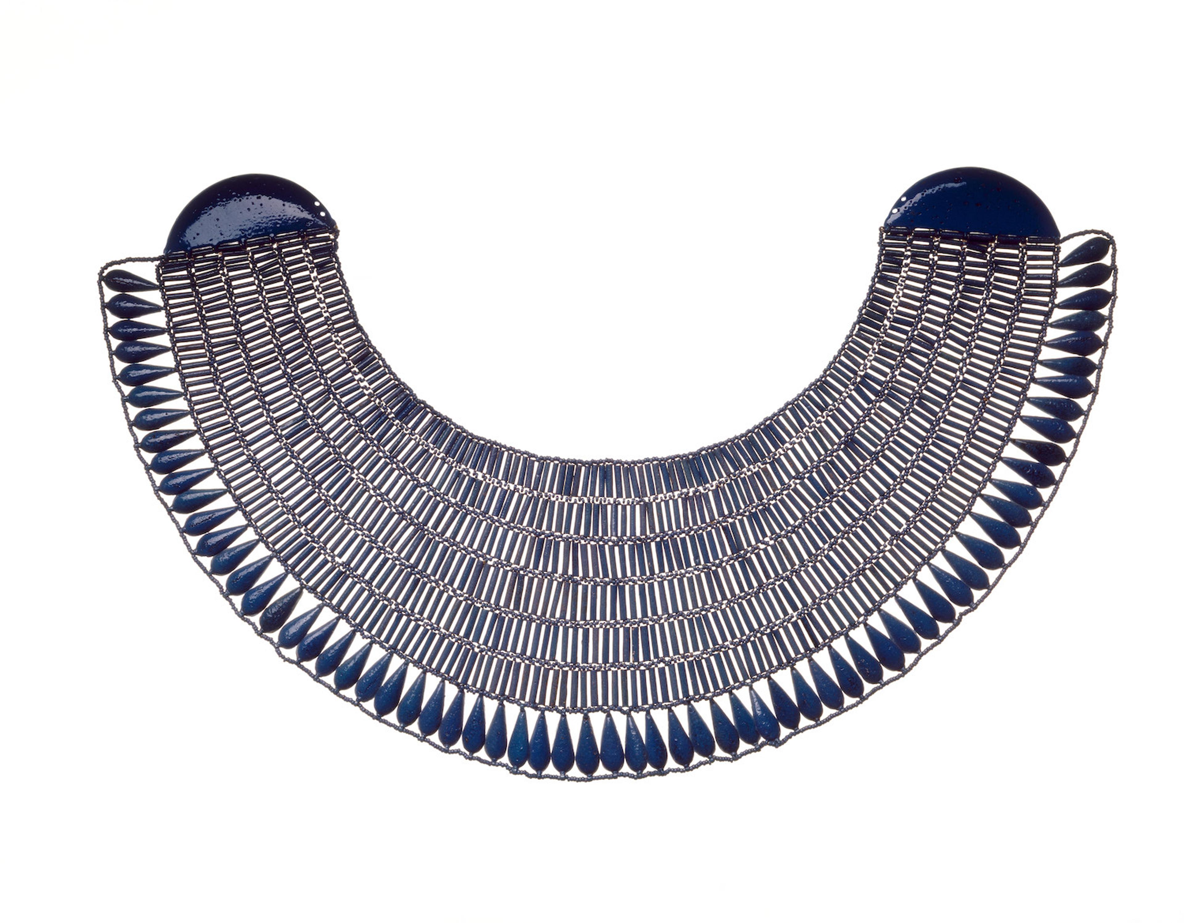 <i>Broad Collar</i>, circa 1336–1327 B.C.E., circa 1327–1323 B.C.E., or circa 1323–1295 B.C.E. Faience, 14 7/16 × 4 7/16 in. (36.6 ×11.3 cm). Brooklyn Museum; Charles Edwin Wilbour Fund, 40.522. (Photo: Brooklyn Museum)