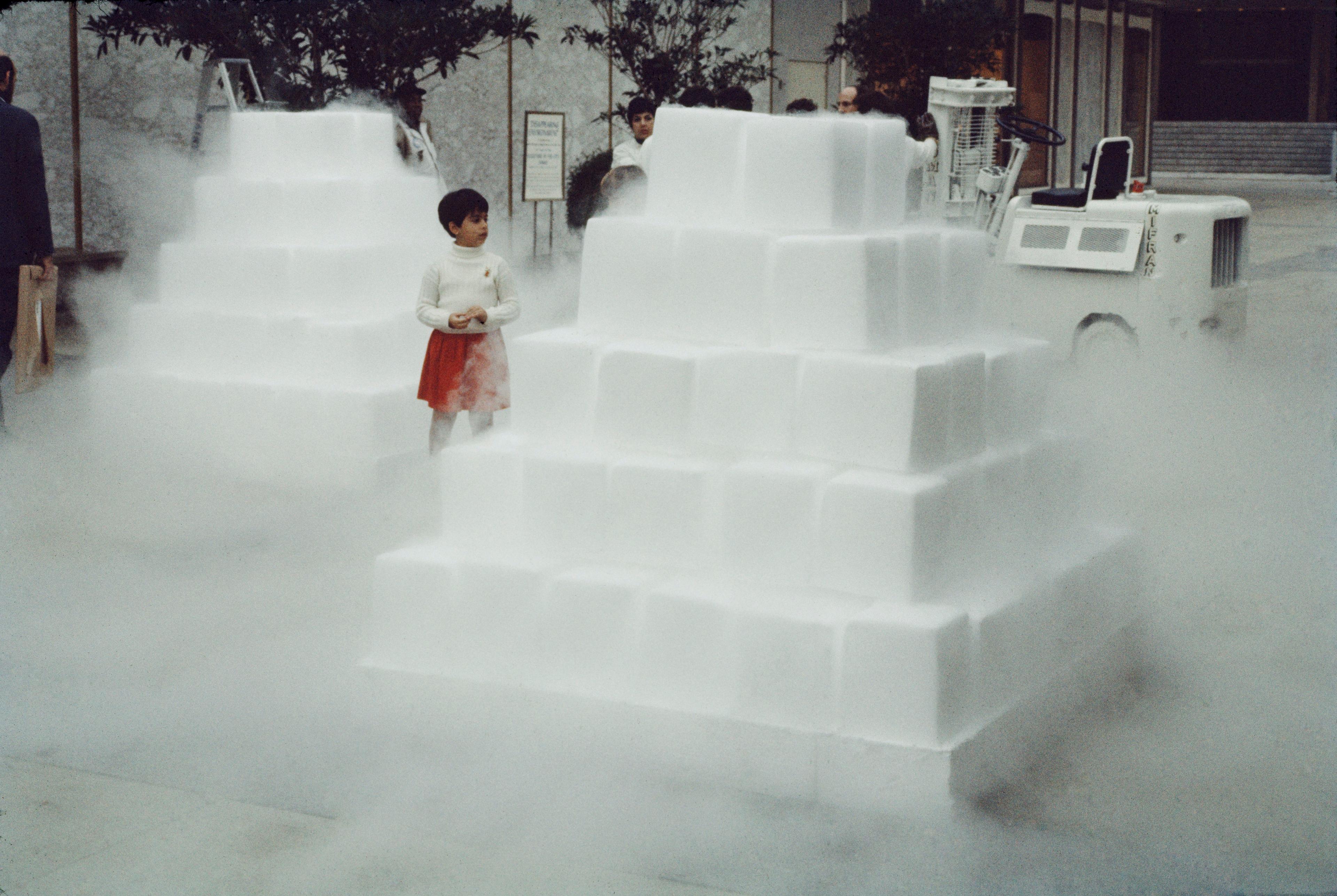 Judy Chicago (American, b. 1939). Dry Ice Environment documentation, installed at Century City Mall, Los Angeles, 1967. Photo courtesy of Through the Flower Archives