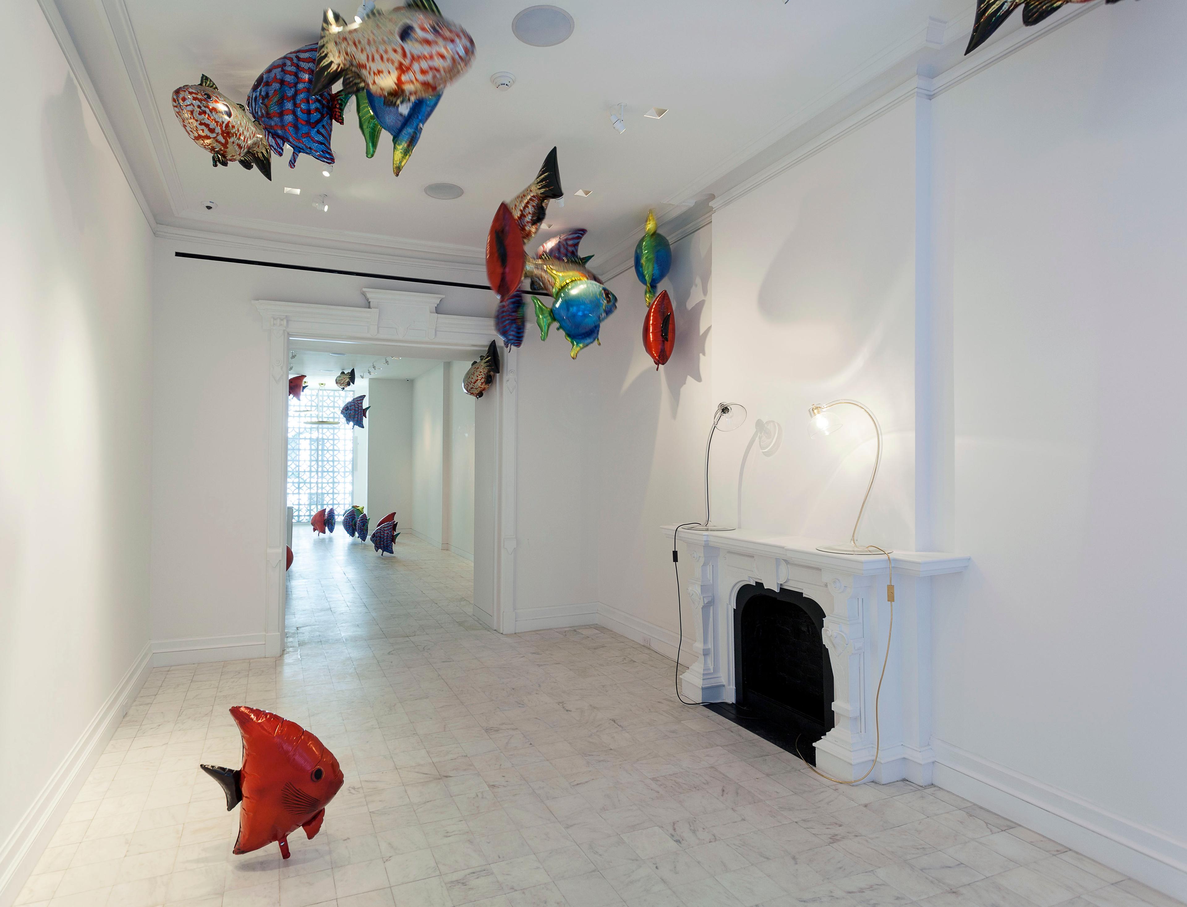 Philippe Parreno (French, born Algeria 1964). My Room Is Another Fish Bowl, 2016. Mylar and helium, overall dimensions vary. Installation view of IF THIS THEN ELSE at Gladstone Gallery, New York, March 5–April 16, 2016. © Philippe Parreno. Courtesy of the artist and Gladstone Gallery, New York and Brussels. (Photo: David Regen)
