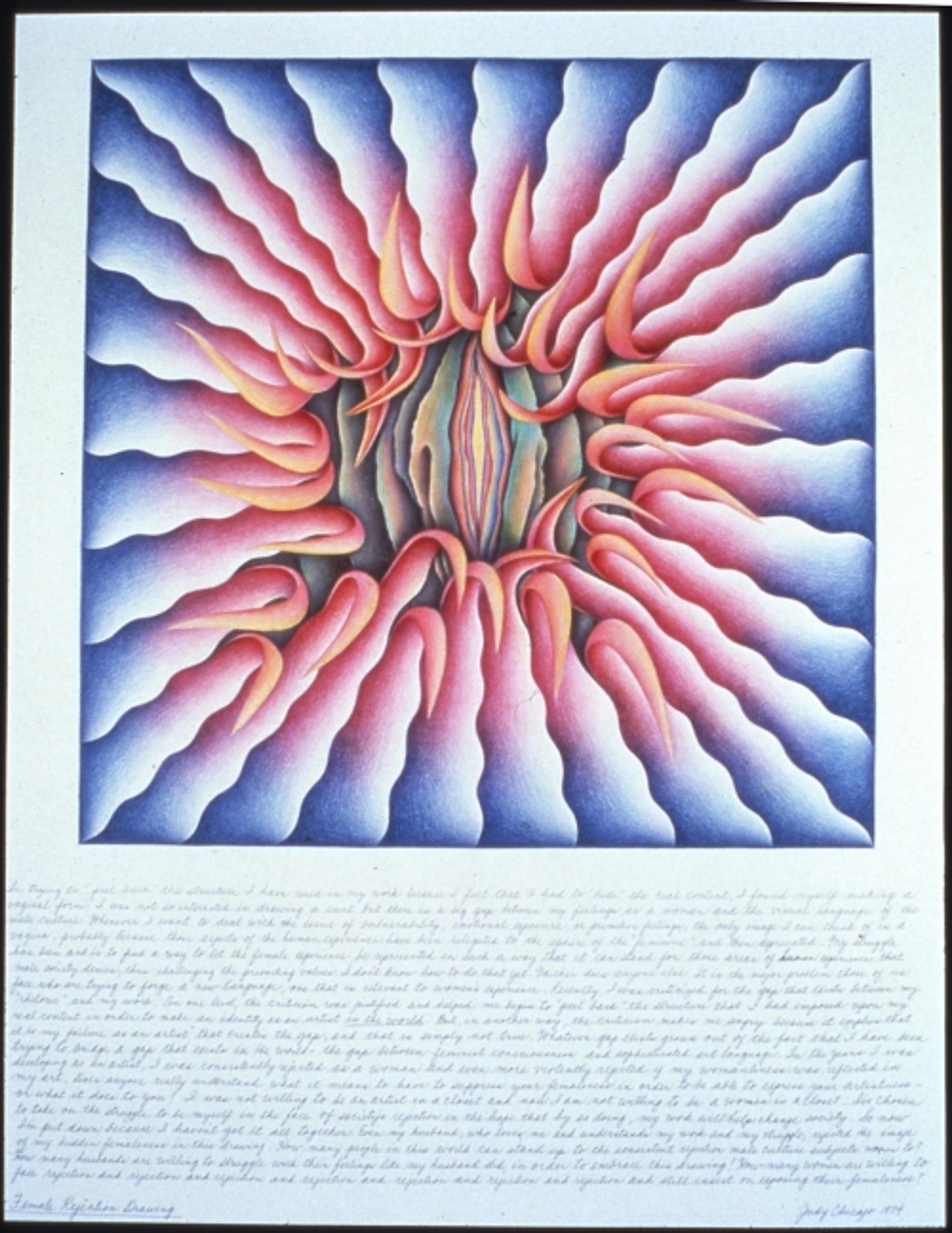 Judy Chicago (American, b. 1939). <i>Female Rejection Drawing</i>. From the Rejection Quintet, 1974. Colored pencil and graphite on paper. San Francisco Museum of Modern Art, Gift of Tracy O'Kates. © Judy Chicago/Artists Rights Society (ARS) New York