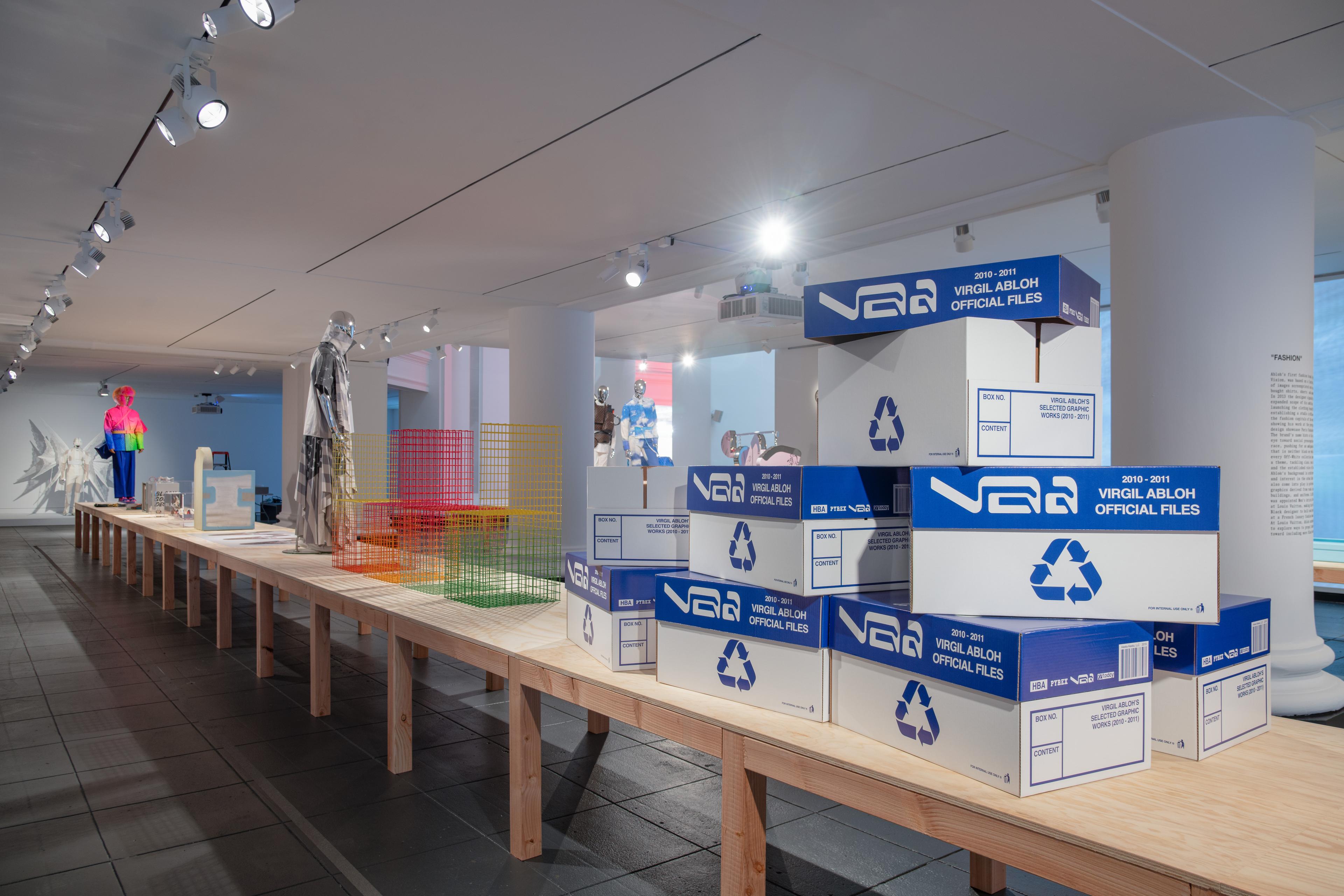 Installation view, Virgil Abloh: “Figures of Speech.” Brooklyn Museum, July 1, 2022–January 29, 2023. (Photo: Danny Perez, Brooklyn Museum)