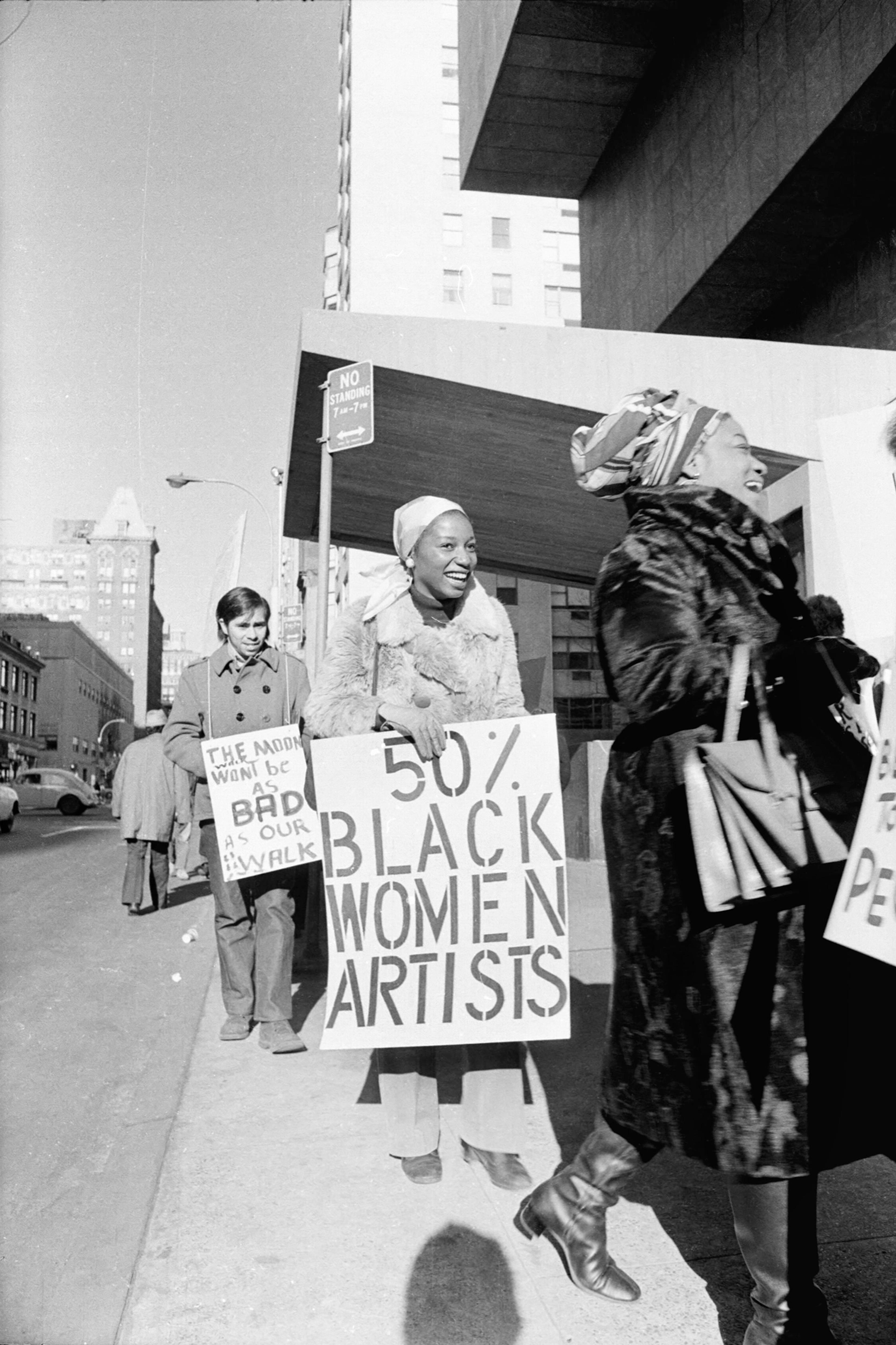 Jan van Raay (American, born 1942). Faith Ringgold (right) and Michele Wallace (middle) at Art Workers Coalition Protest, Whitney Museum, 1971. Digital C-print. Courtesy of Jan van Raay, Portland, OR, 305–37. © Jan van Raay