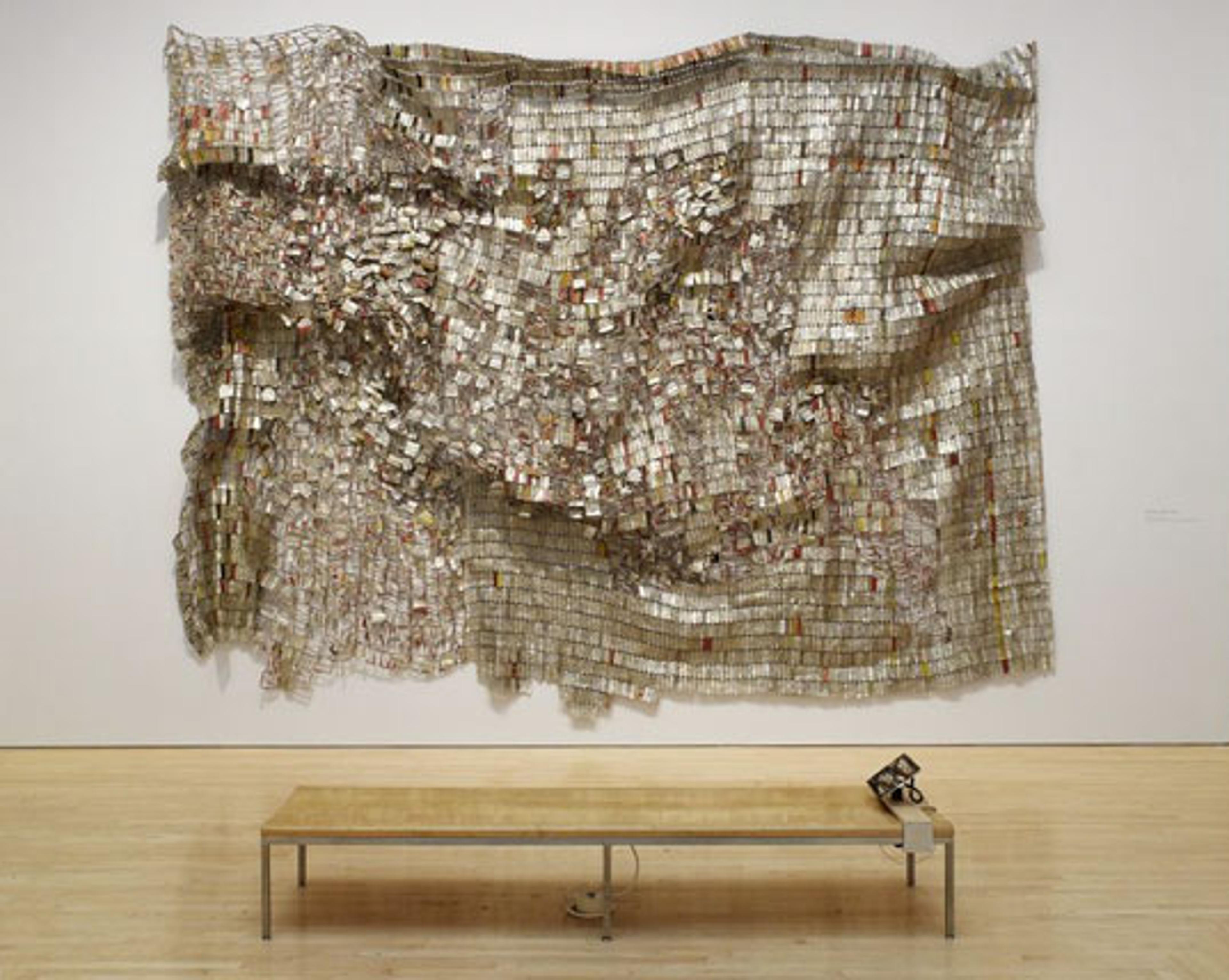 El Anatsui (Ghanaian, b. 1944). Ozone Layer, 2010. Aluminum and copper wire, 1653⁄8 x 2125⁄8 in. (420.1 × 540.1 cm). Courtesy of the artist and Jack Shainman Gallery, New York. Brooklyn Museum photograph